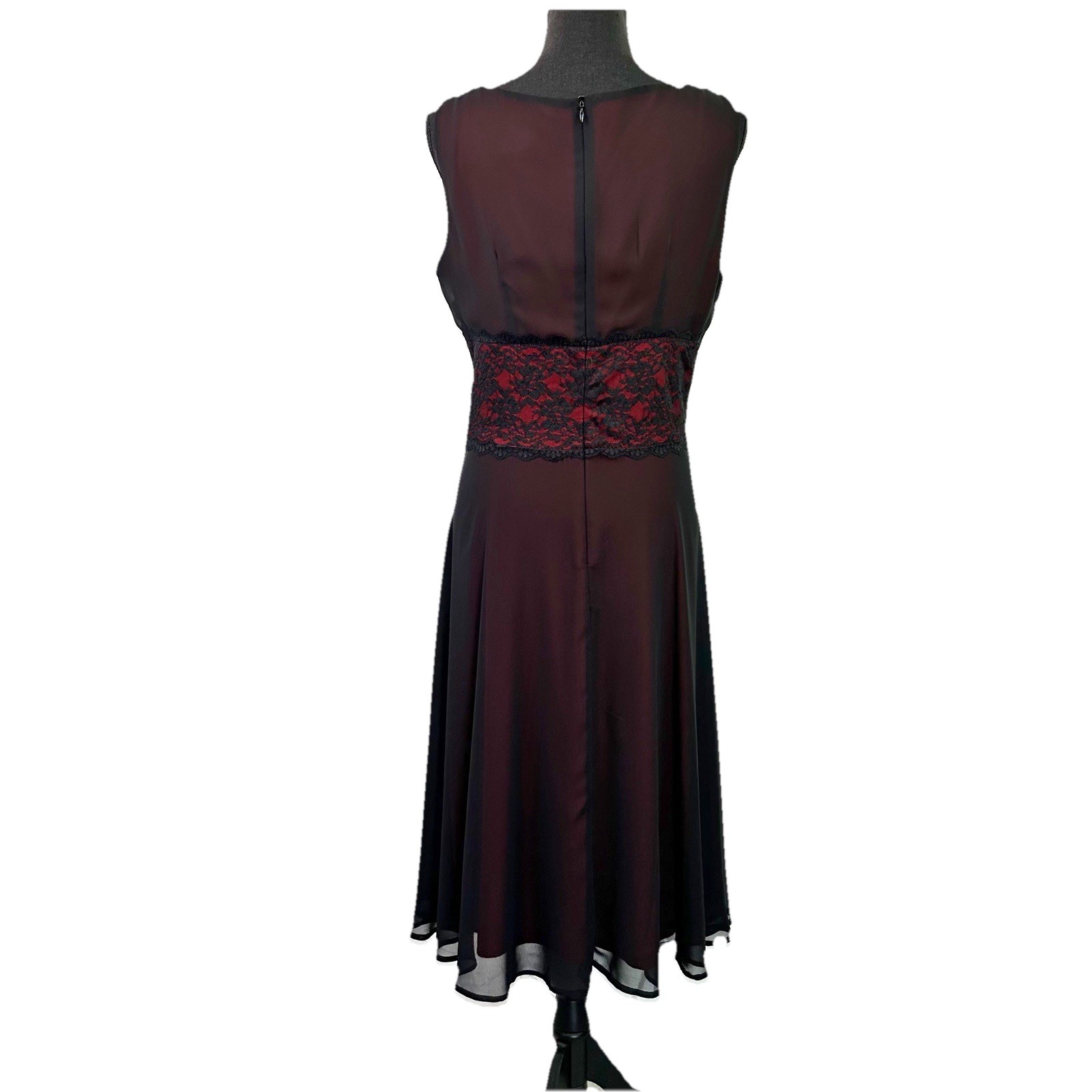 Vintage 90s Y2K Black Red Lining Mesh Lace Sheer Midi Dress Goth Whimygoth 12