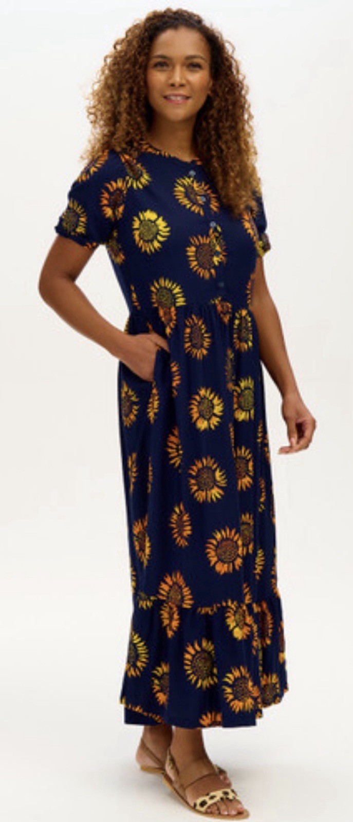 NWT Sugarhill Brighton Sz 6/S Tammy Batik Sunflower Maxi Dress Boho Modest