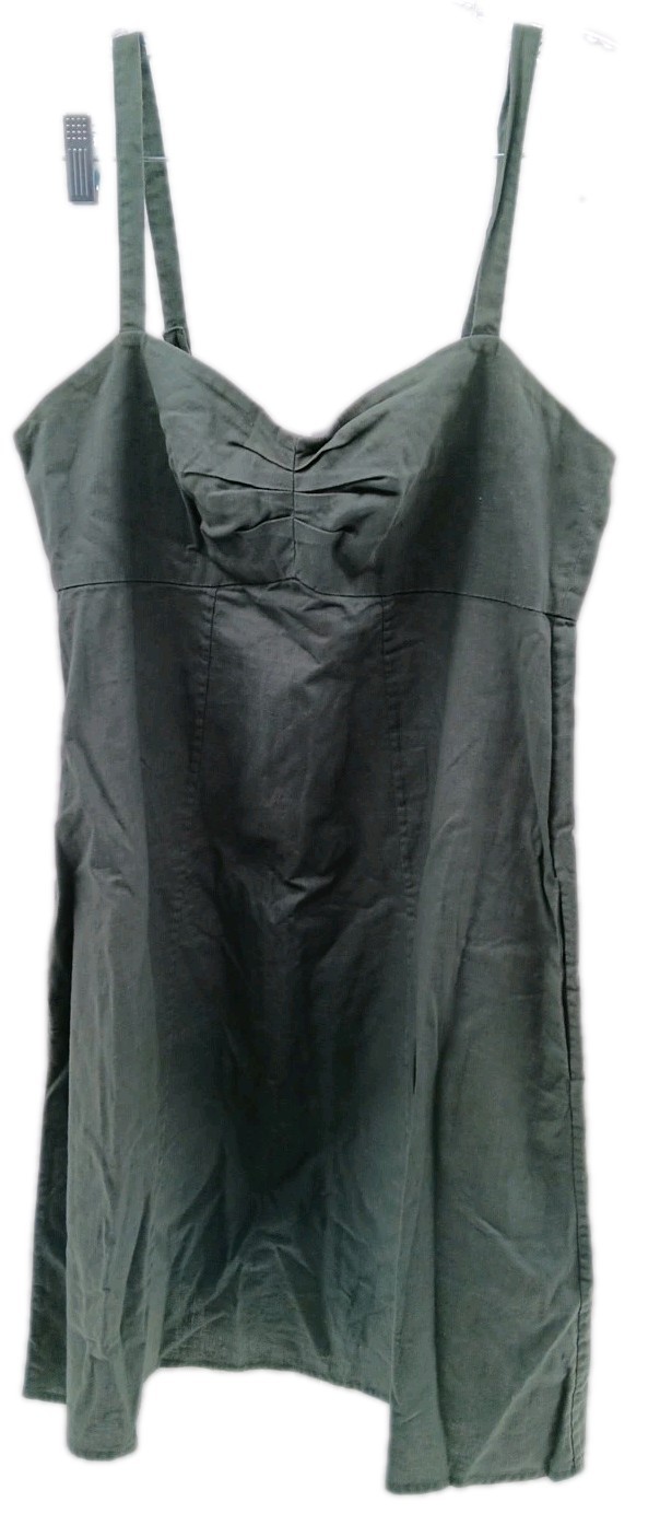 Patagonia Sun Dress Women 6 Olive Green Sleeveless Casual Hemp Cotton Zip Up