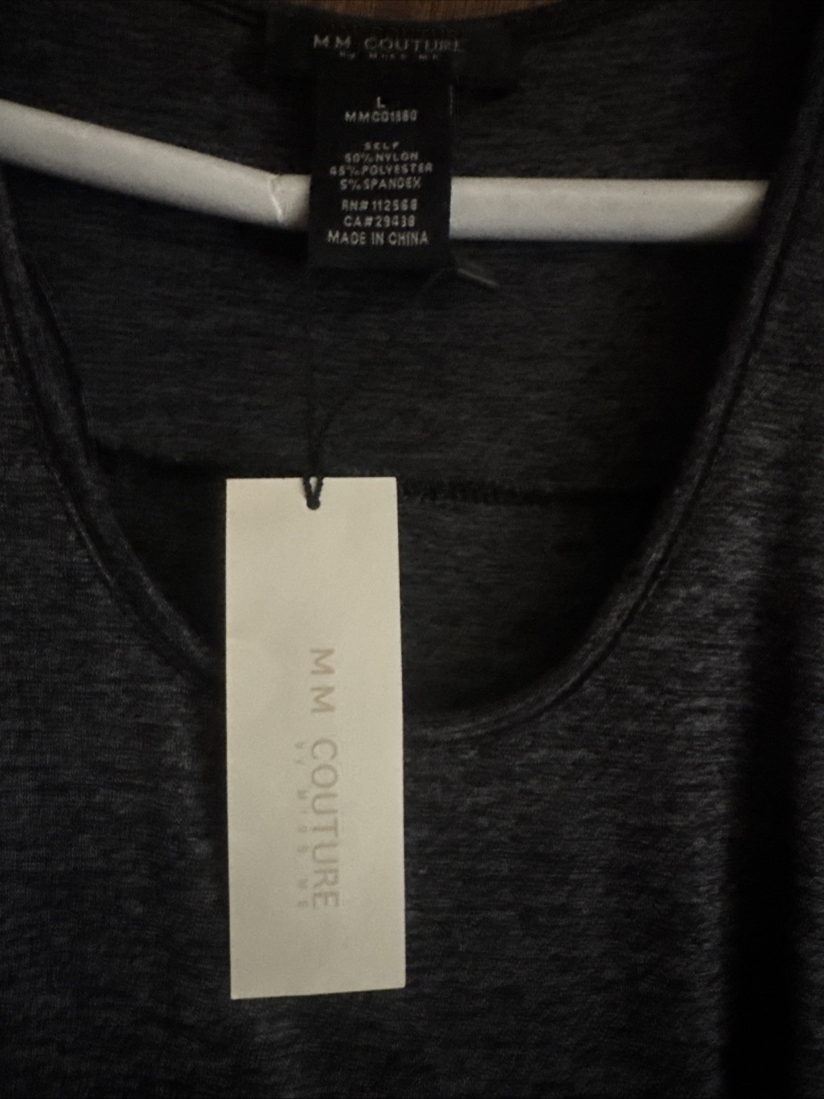 MM COUTURE by MISS ME Charcoal Gray Dress Size Large Sexy Bodycon Marled NWT