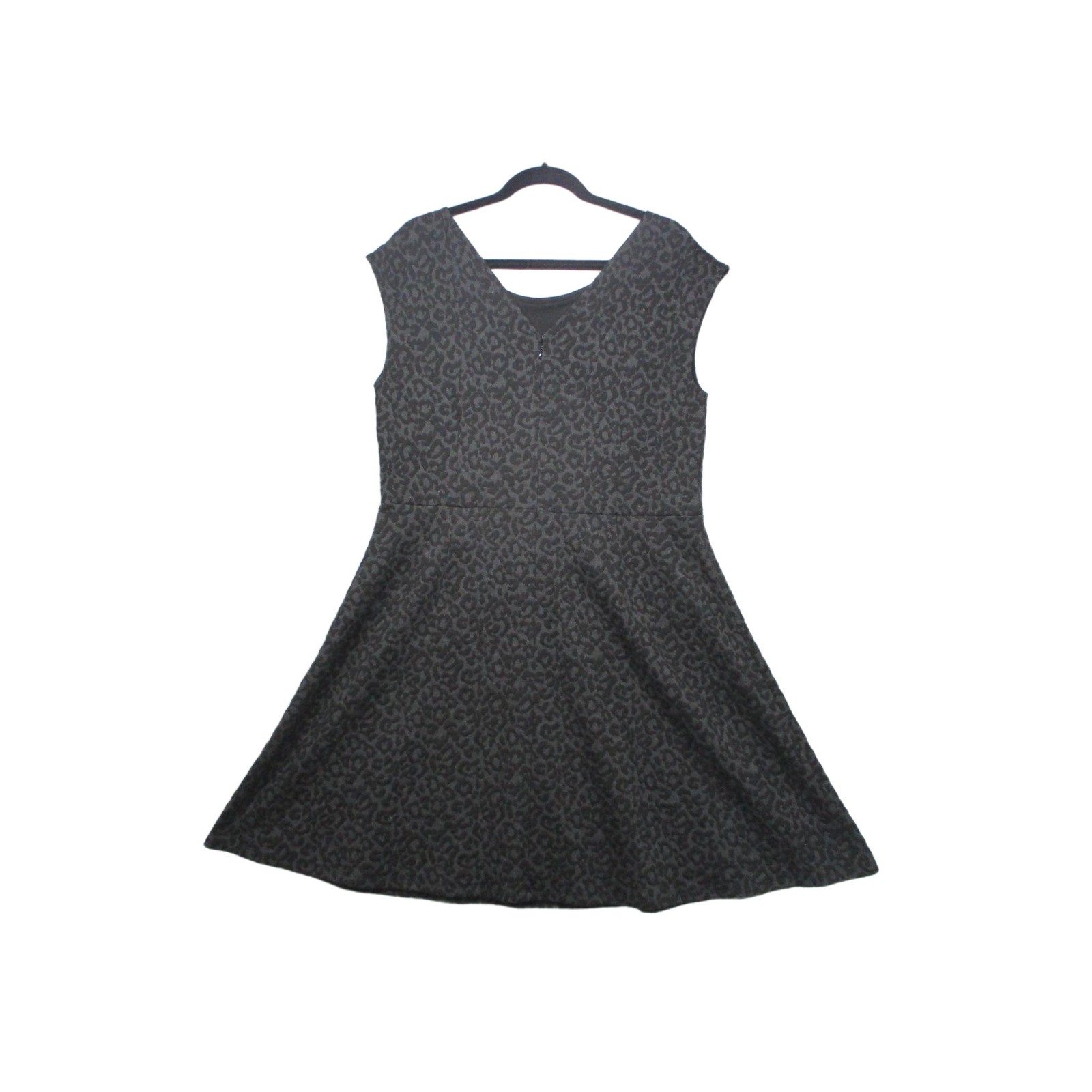 LOFT Dark Grey Black Leopard Print Modern Chic Trendy A Line Mini Dress Size 14