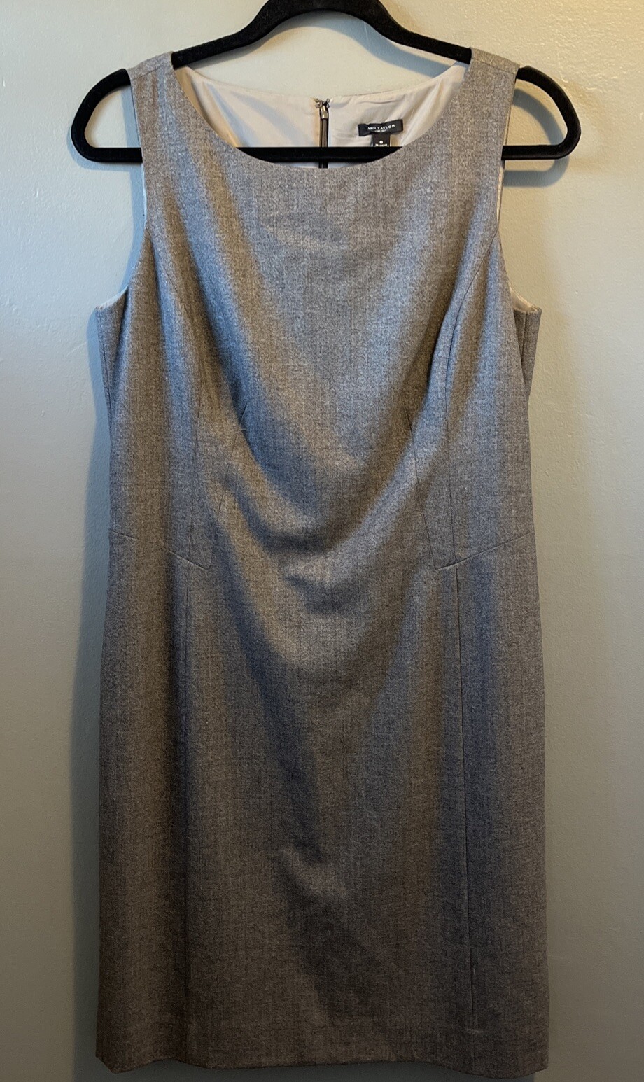 Ann Taylor Wool Blend Seamed Shift Dress Womens 8 Lined Sleeveless Brown