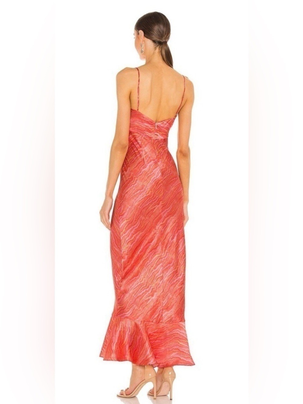 SALONI Mimi B Maxi Dress in Salmon Marbling Sz 6 US