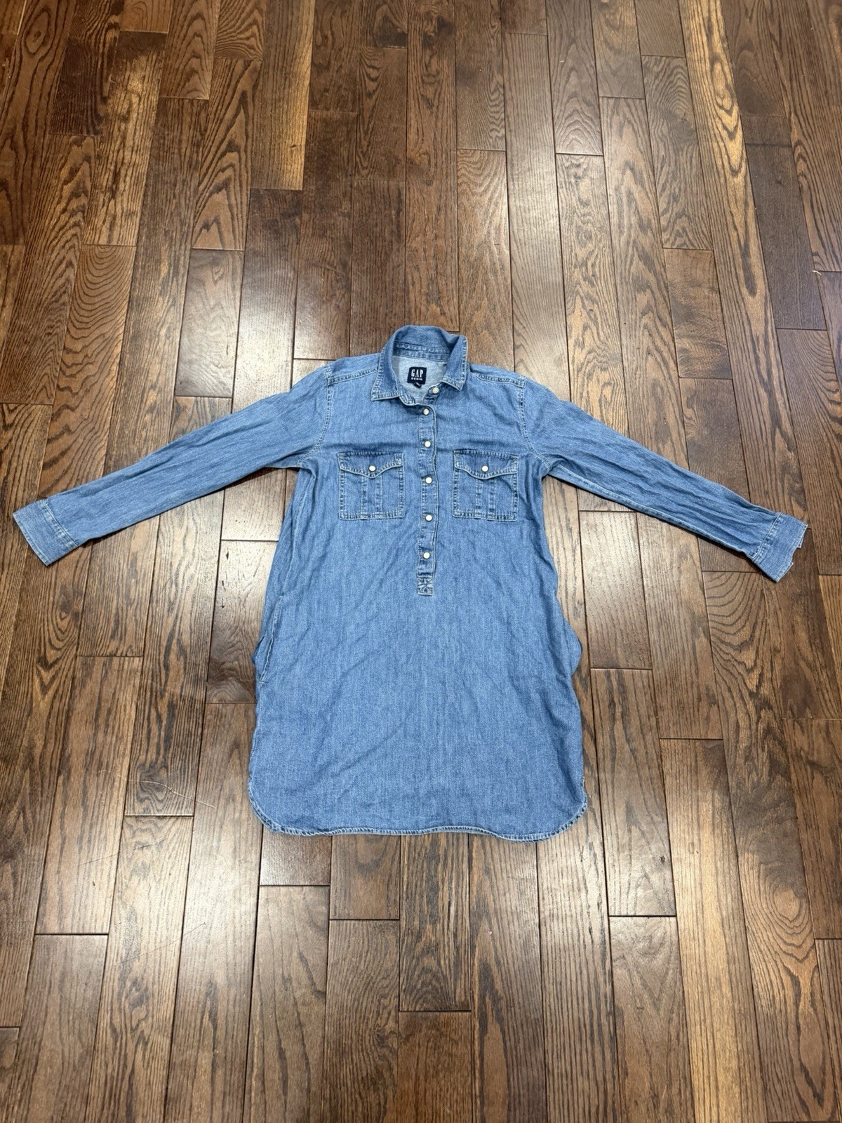 GAP Denim Chambray Shirt Dress Women’s Small Blue Long Sleeve Button Front