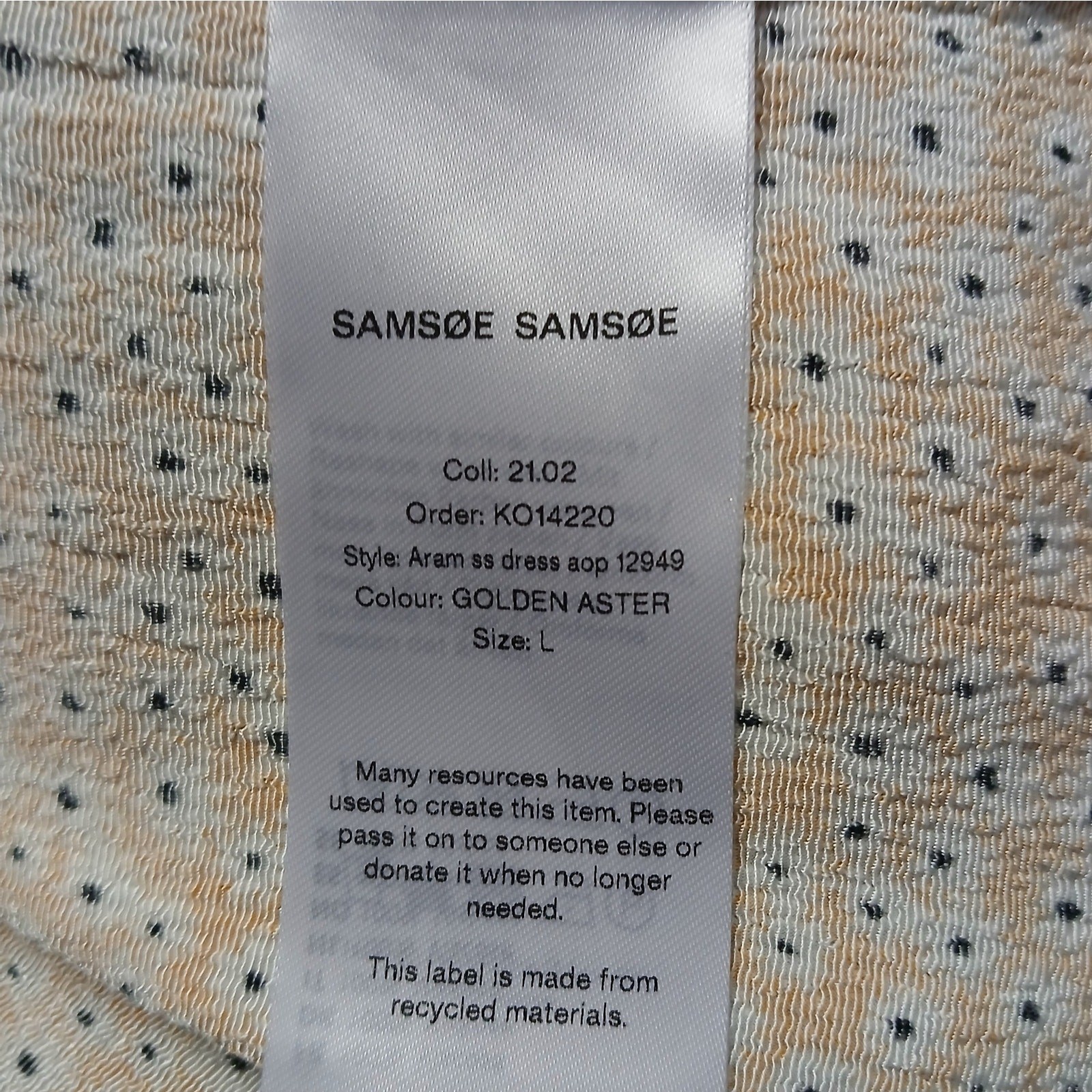 Samsoe Samsoe Women’s Dress Size Large Yellow Floral Cottagecore Boho Casual