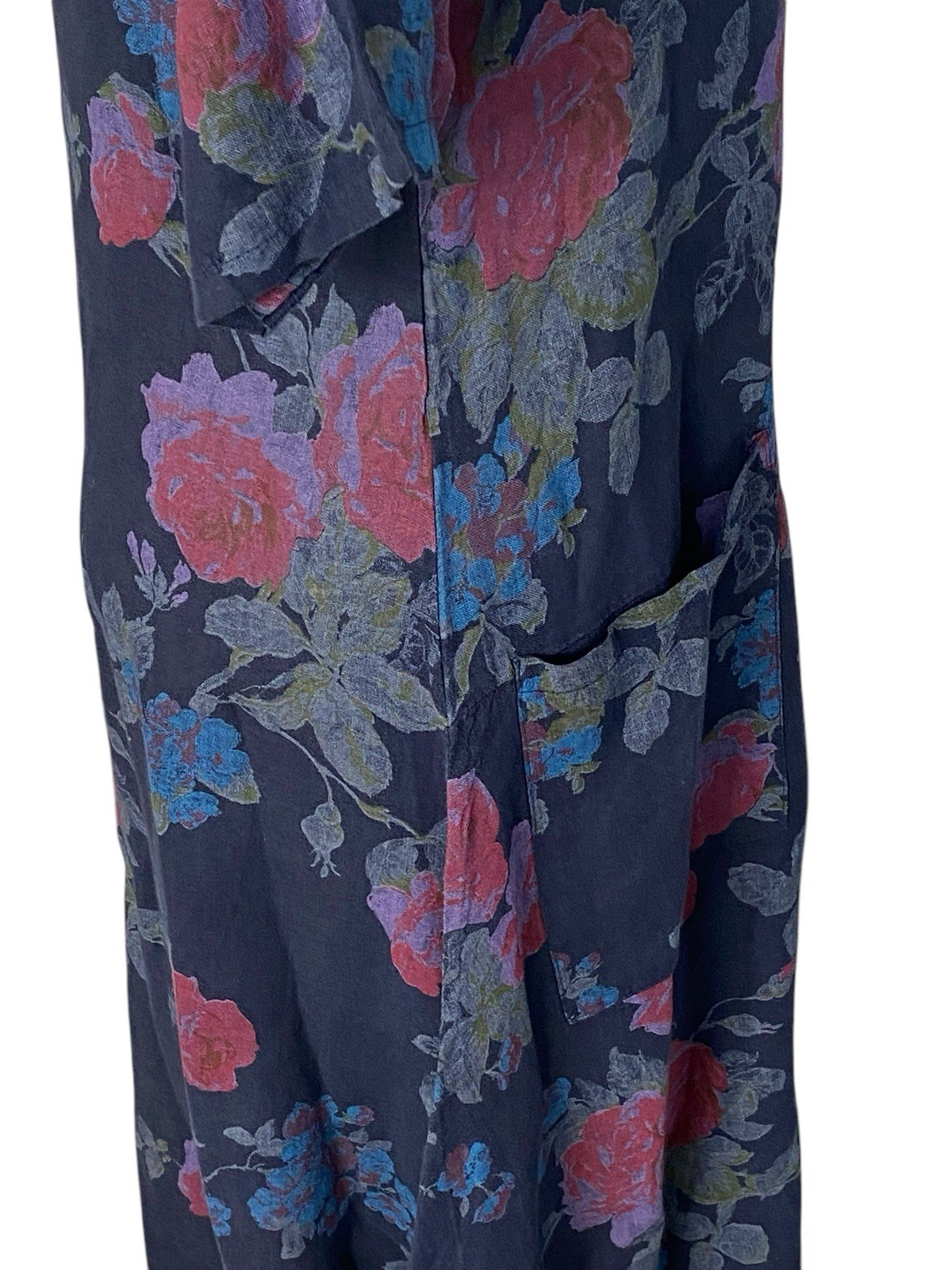 Couleur Lin Paris Milan Blue Floral Linen Midi Dress Size Size Small (36)