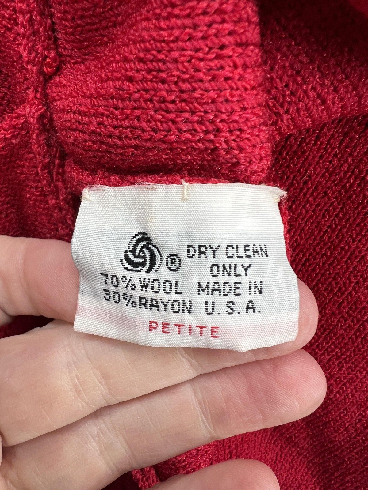 VINTAGE Steve Fabrikant Neiman Marcus Dress Petite Red Wool Knit Drop Waist 80s