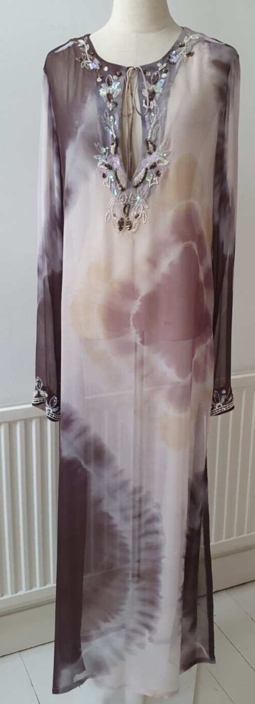 ***GORGEOUS***ALL SAINTS ZAMI MAXI KAFTAN, UK14, US10, EU42, 100% SILK