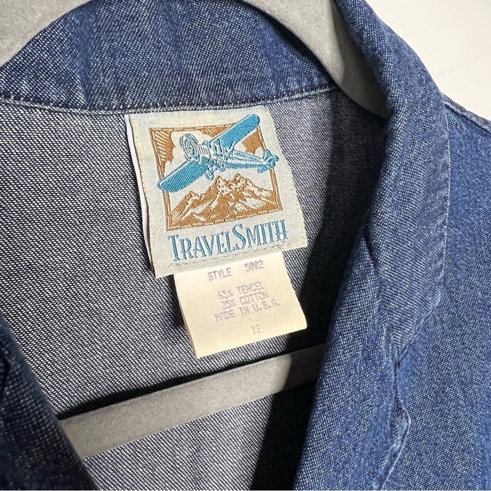 Vintage 90s Denim Midi Dress Travelsmith Size 12 Medium Made in USA
