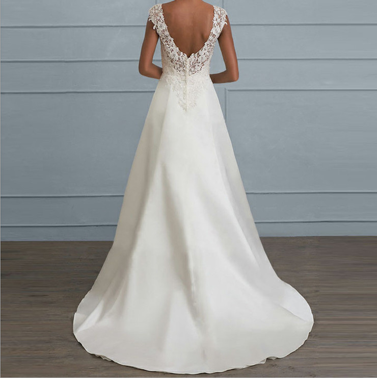 Hot Women V Neck Gown Dress Halterneck Bridal Dress Lace Mermaid Wedding Party