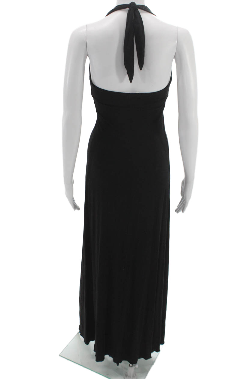 Mijo Women Maxi Halter Mid Calf Black Sleeveless Dress Size S