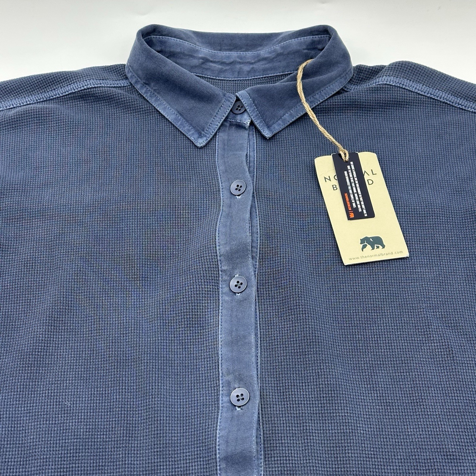 The Normal Brand Vintage Thermal Size Medium Blue Henley L/S Shirt Dress NWT