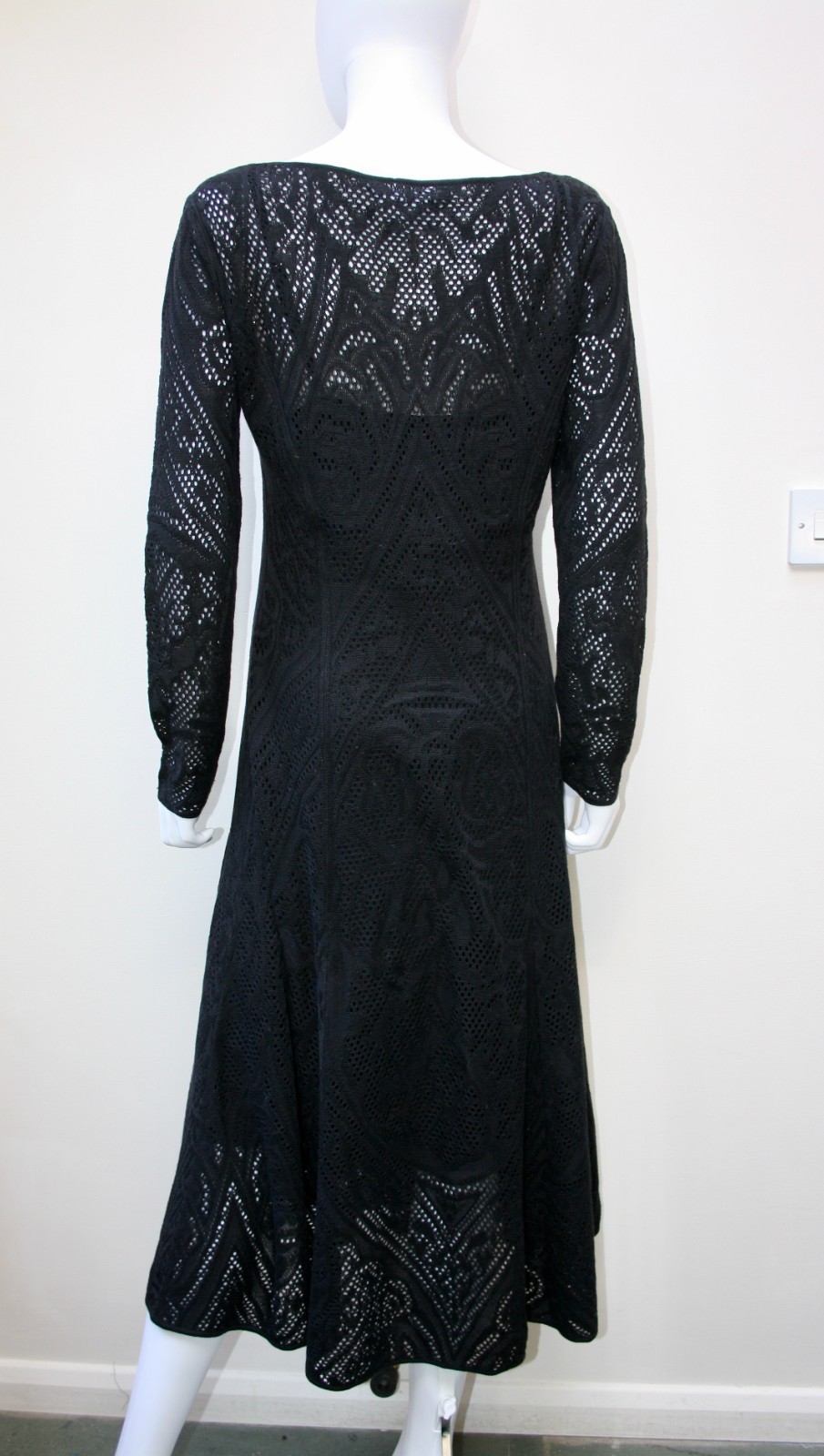 Peruvian Connection “Phoebe” Black Pima Cotton Crochet Lace Dress, M, rrp £489