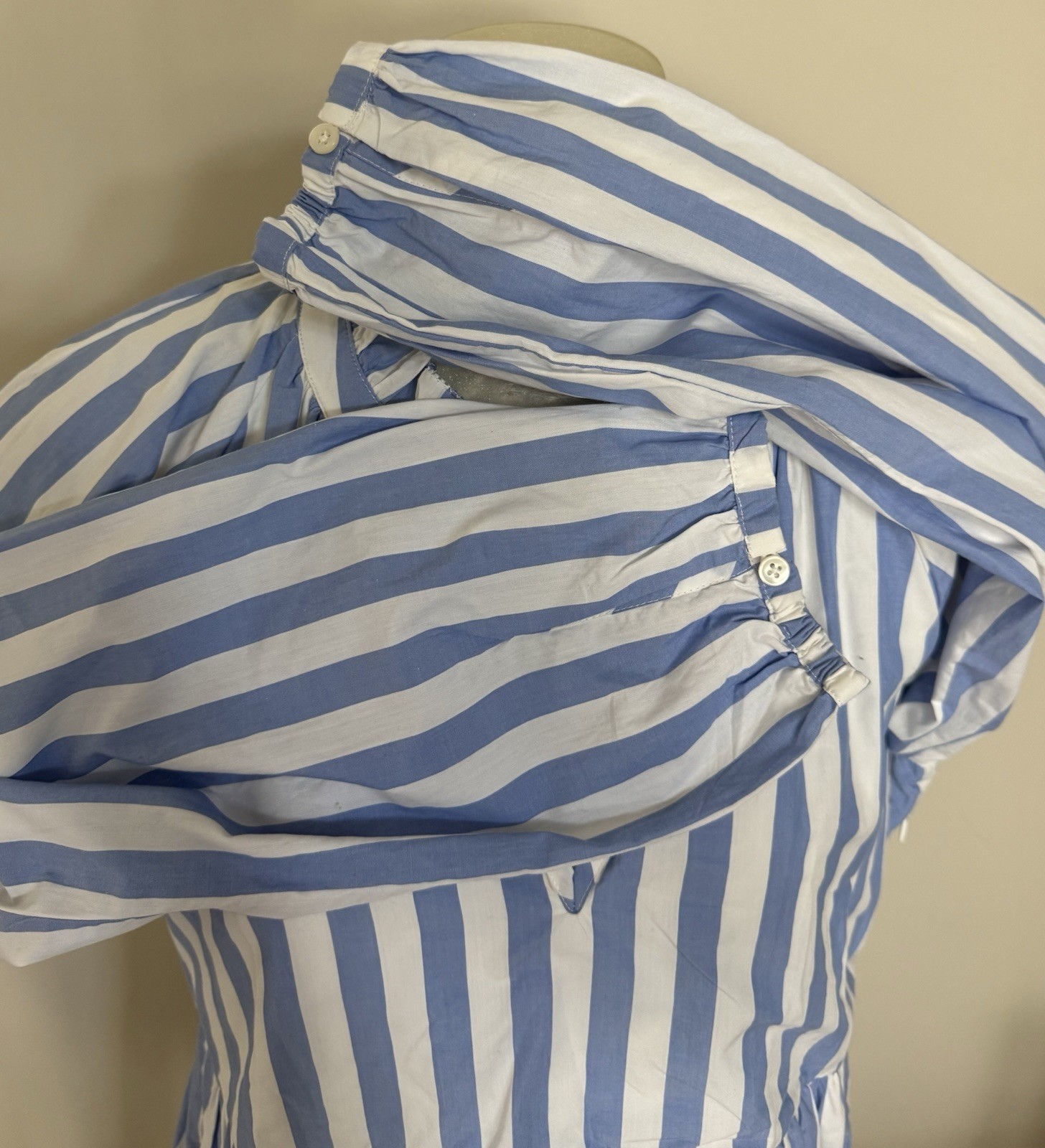 J. Crew SMALL Blue White Tiered Cotton Poplin Dress in Barrie Stripe