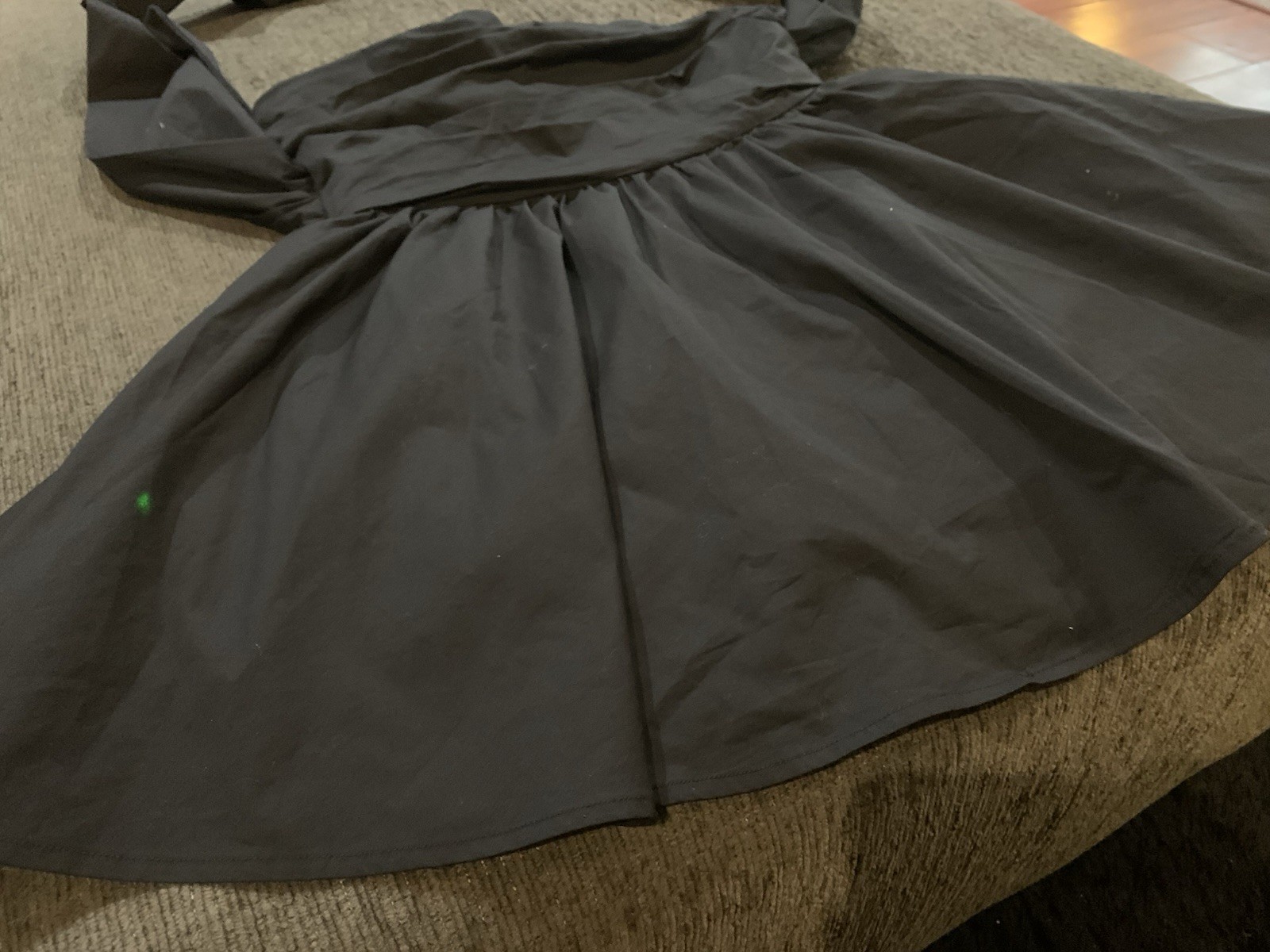 LuFeng Strapless Bow Pleated Mini Dress Black Tulle Lined Size L