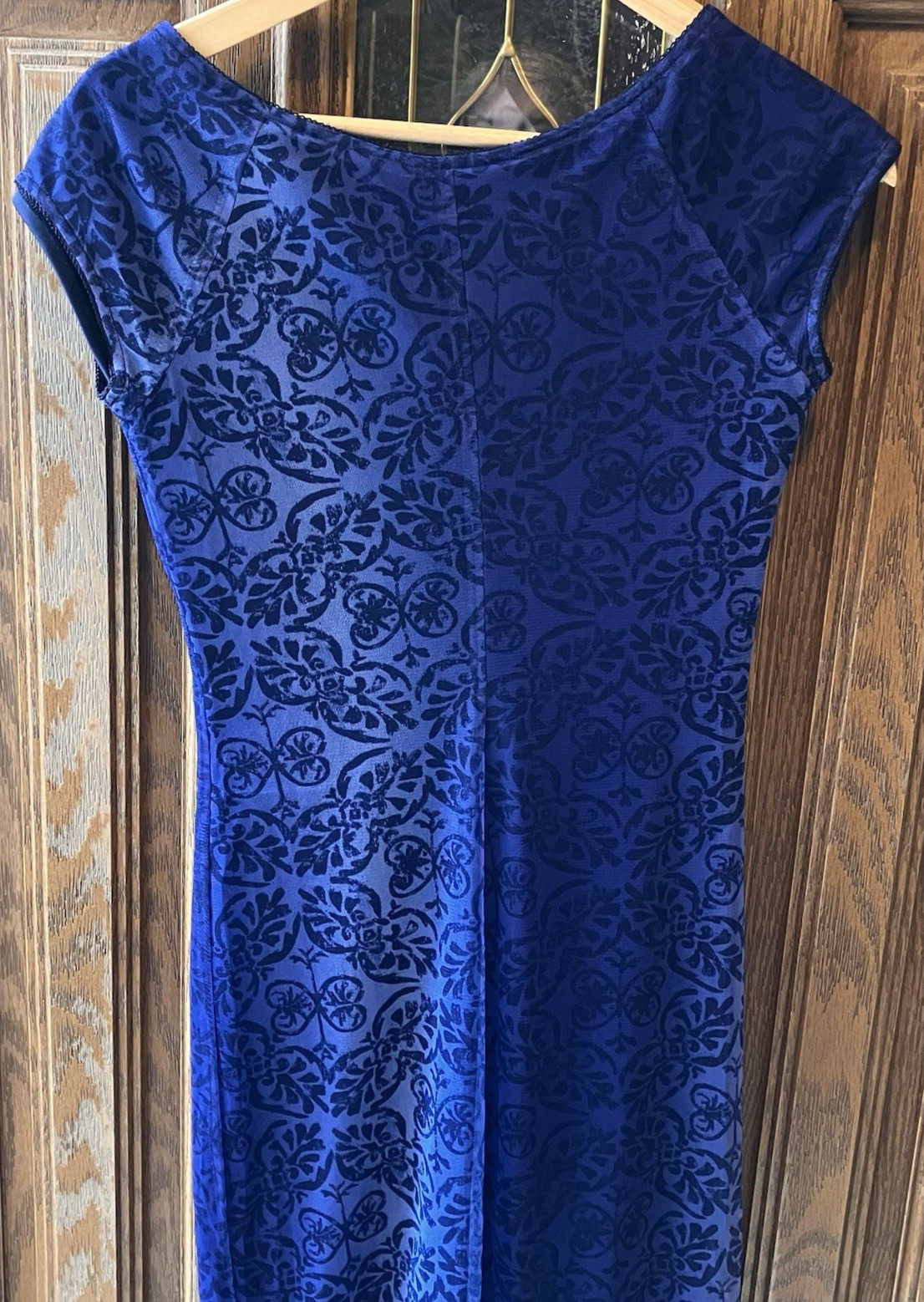 Vintage 5-7-9 Juniors Blue Mesh Lined Long Dress Size 7 Butterfly Heart USA Made