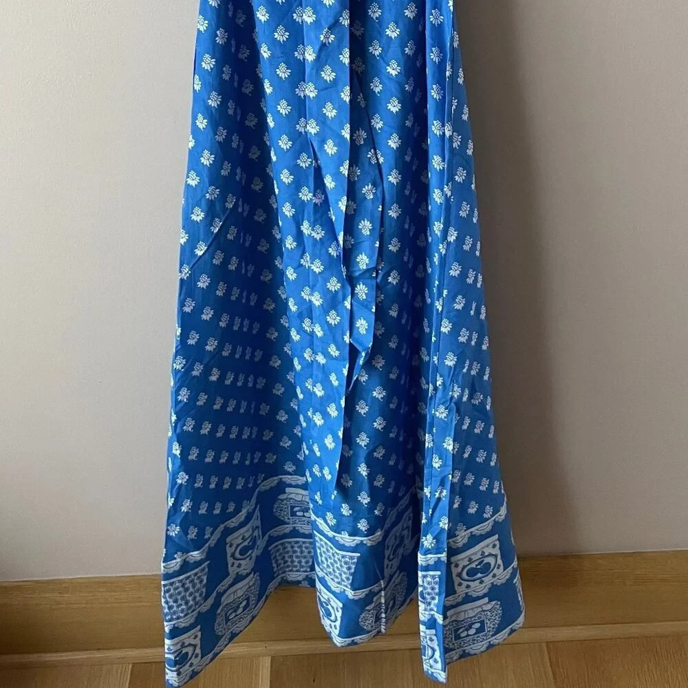 Anthropologie Rachel Antonoff Rainey Halter Maxi Dress Jam Jars Blue Size XS NWT