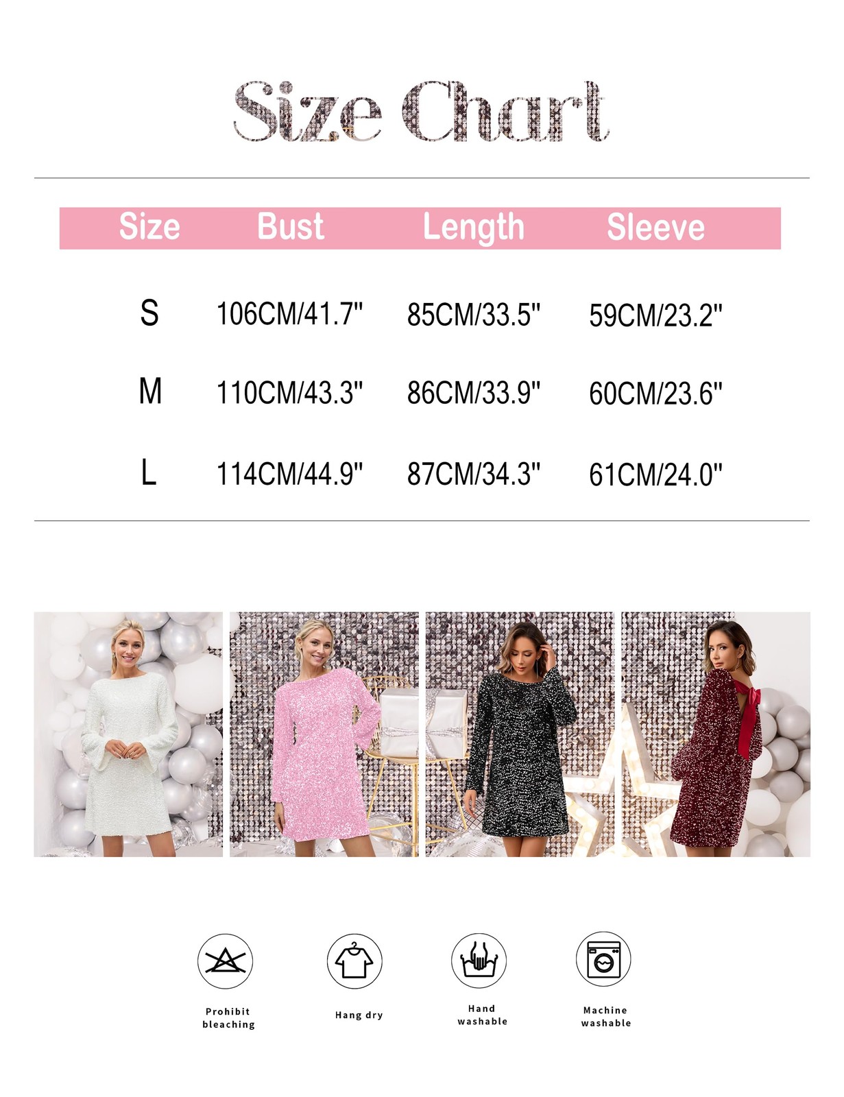 Ardrem Women Bow Sparkly Dresses Backless Glitter Mini Dress Long Sleeve Sequin