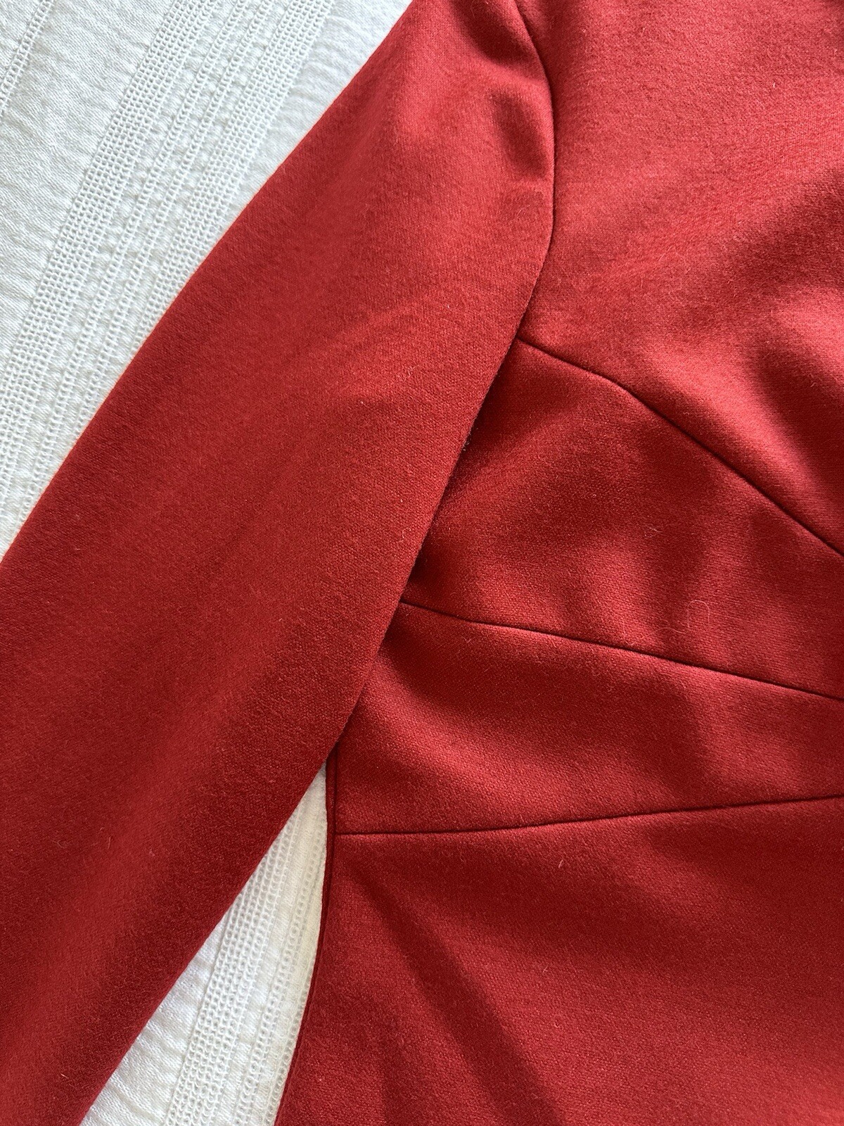 Diane Von Furstenberg Red Wool Blend Long Sleeve Shift Dress UK Size 6 Smart