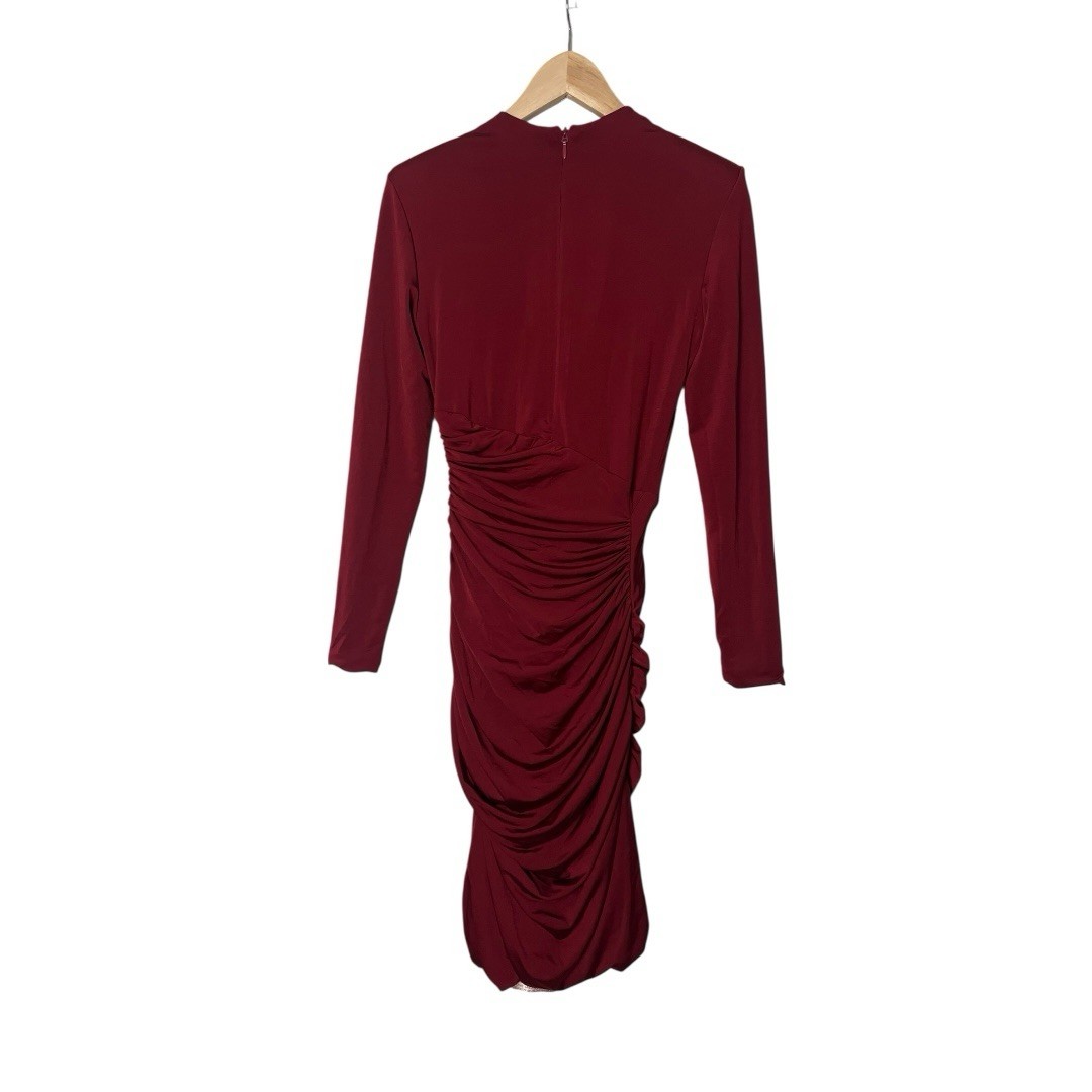 NWT House Of CB Ida Red Wine Ruched Dress XS