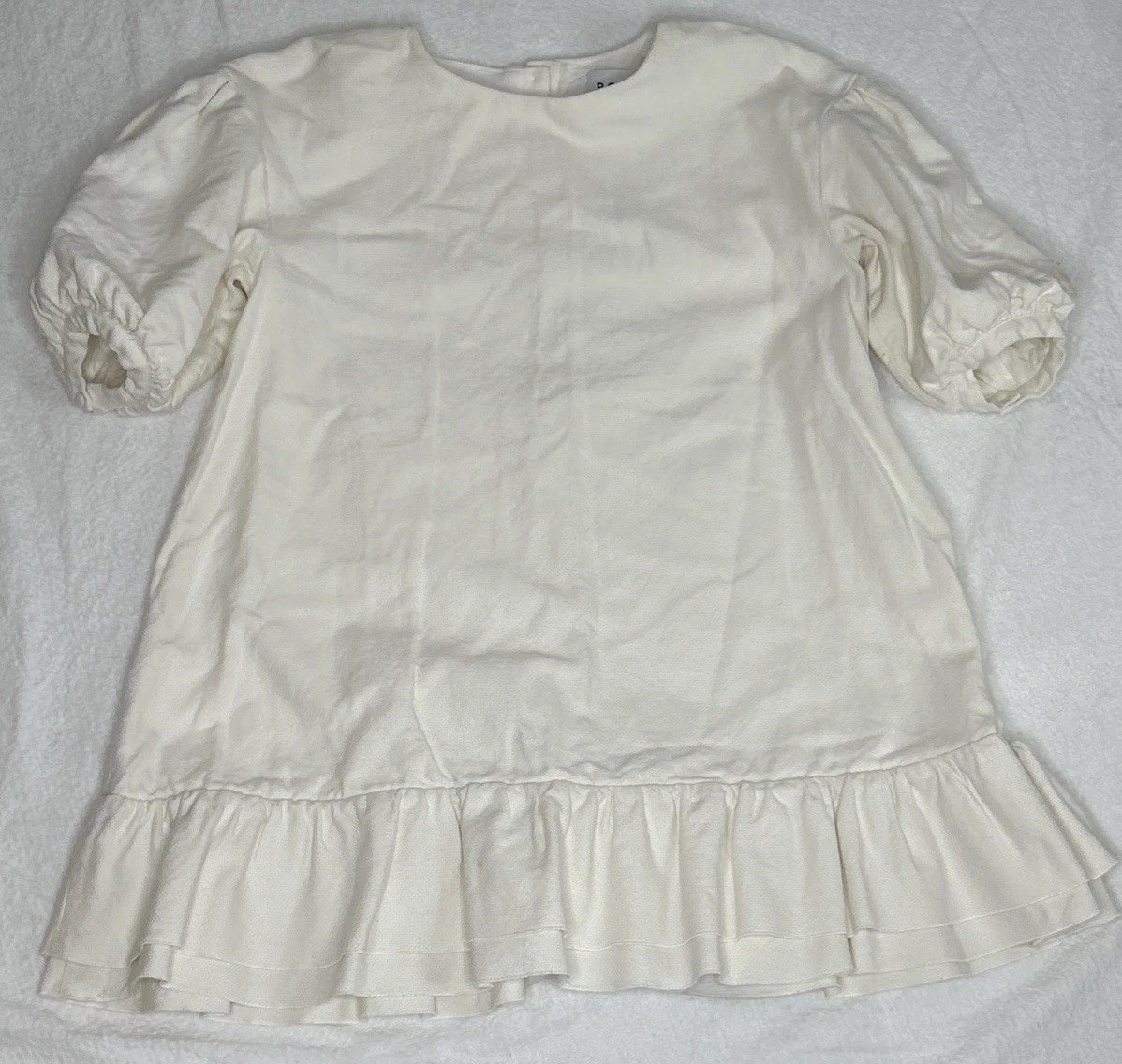 Rosae Paris Ecru Le Nympheas Statement Dress Size 38 Medium Puff Sleeve Short