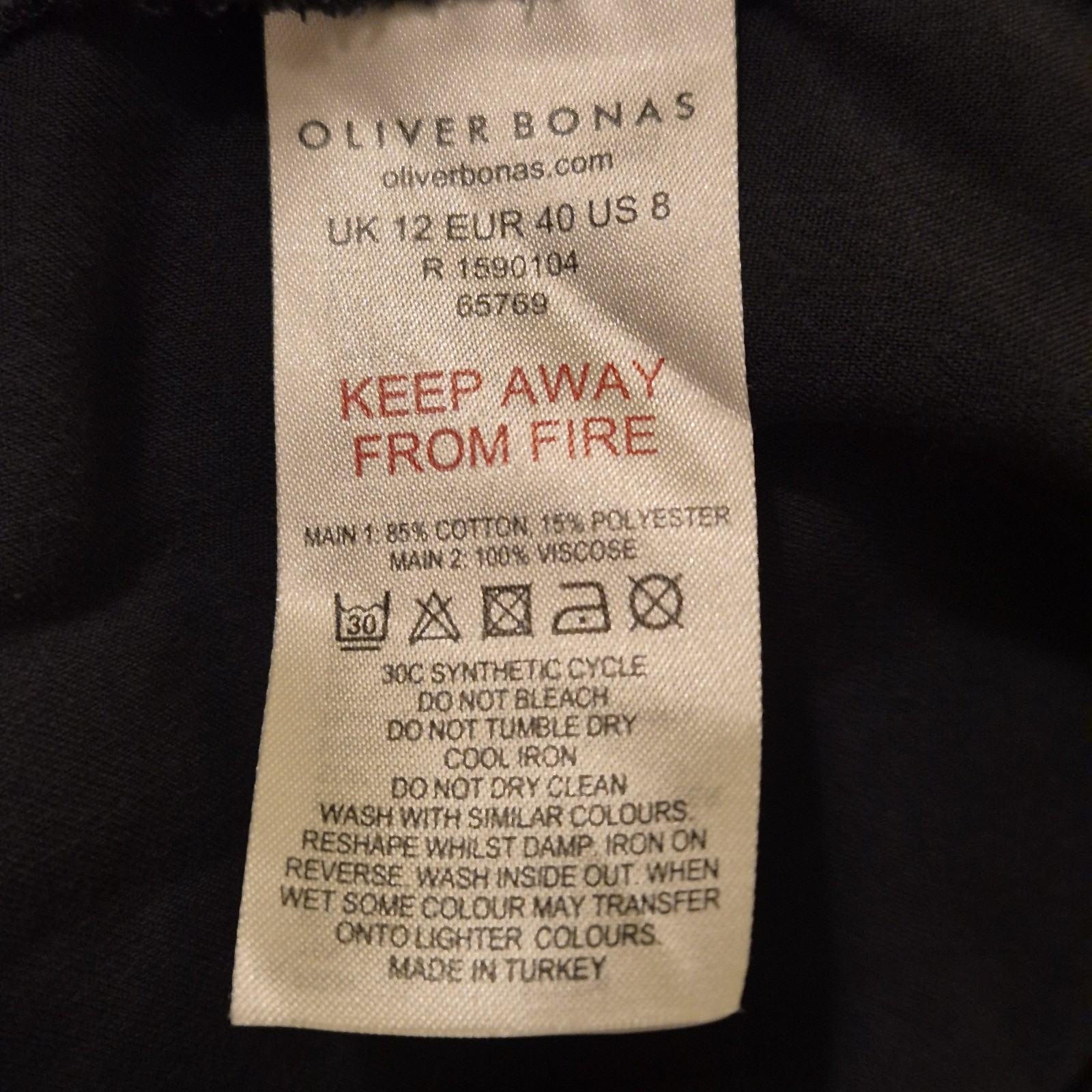 Oliver Bonas Size 12 Dark Grey Casual Mini Dress Comfy Winter Spring 3/4 Sleeve