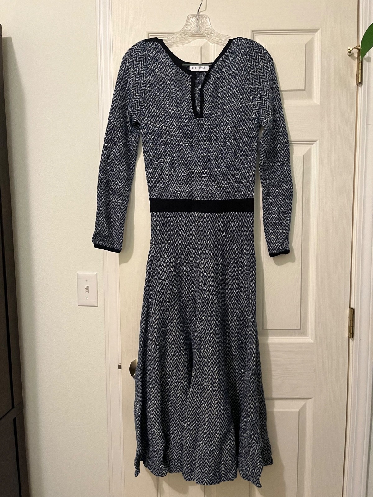 The Fold London Herringbone Viscose Dress Size Small
