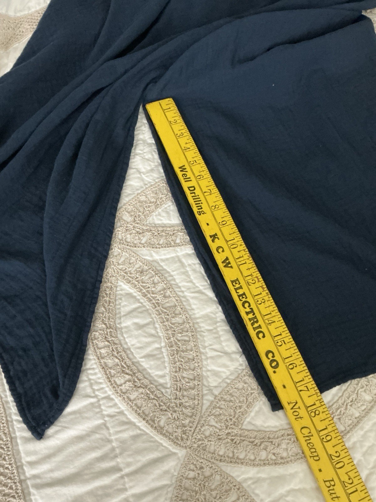 Time & Tru Sun/Tent Dress Maxi Drawstring Slit Cotton Tassels M(8-10) Navy Blue