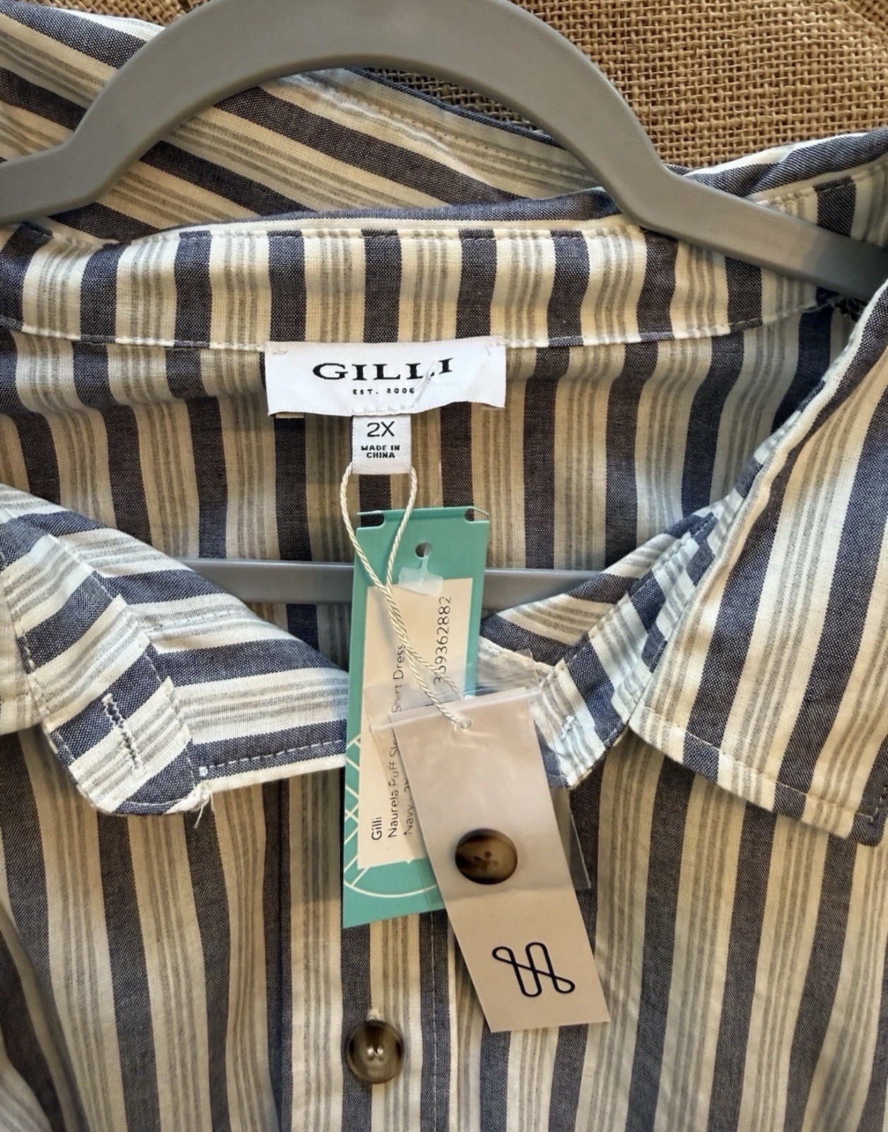 Gilli Plus Button Up Maxi Dress Striped 2x NWT