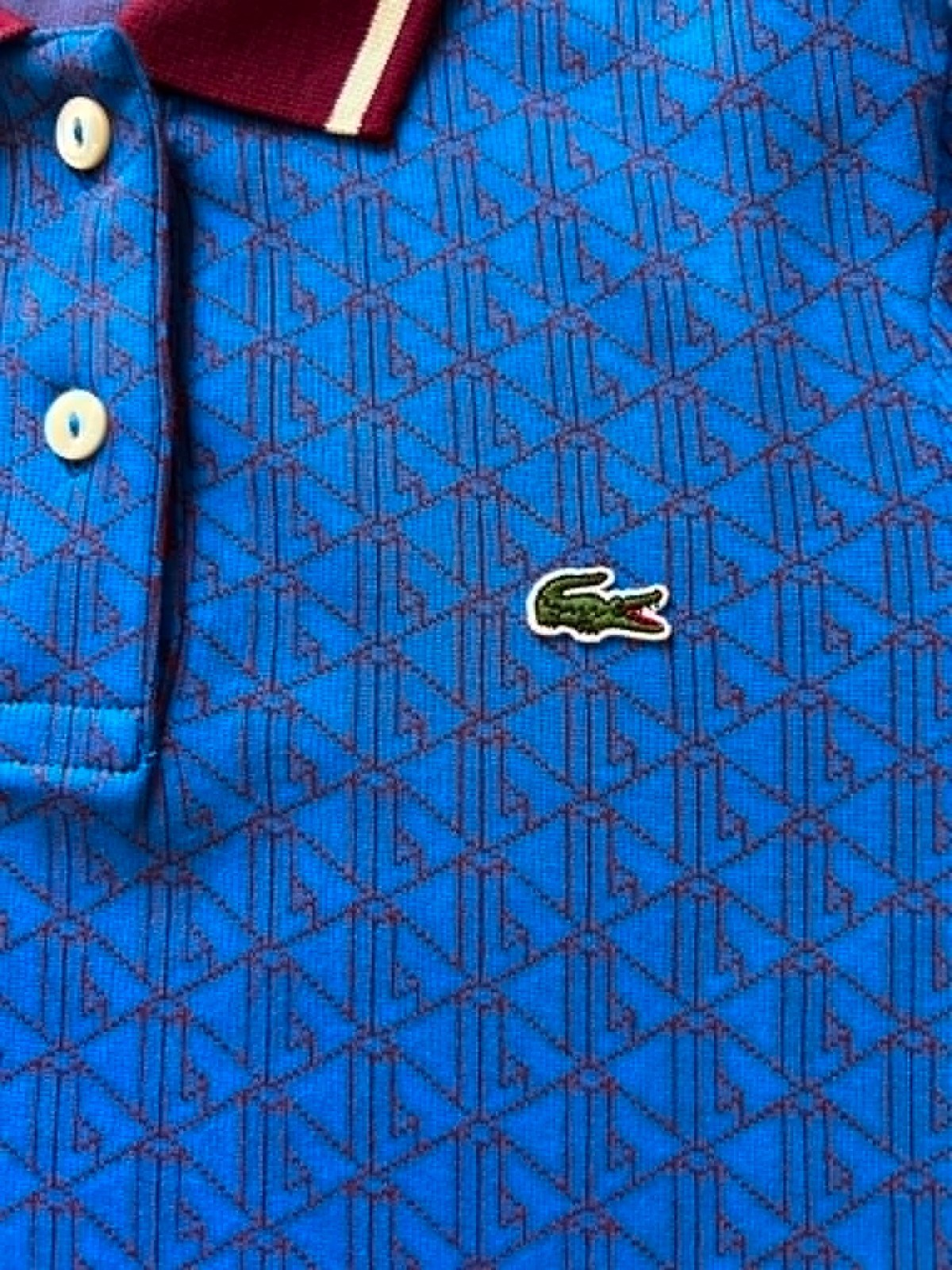 LACOSTE MONOGRAM JACQUARD POLO DRESS EF1676 NJI NEW WITH TAGS