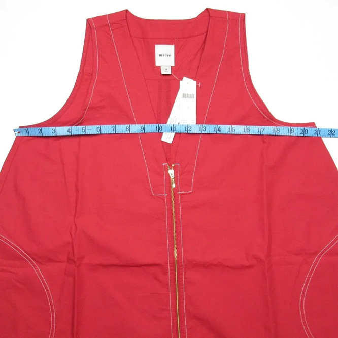 By Anthropologie Sleeveless V-Neck Swing Mod Mini Tunic Dress Jumper Red M $148