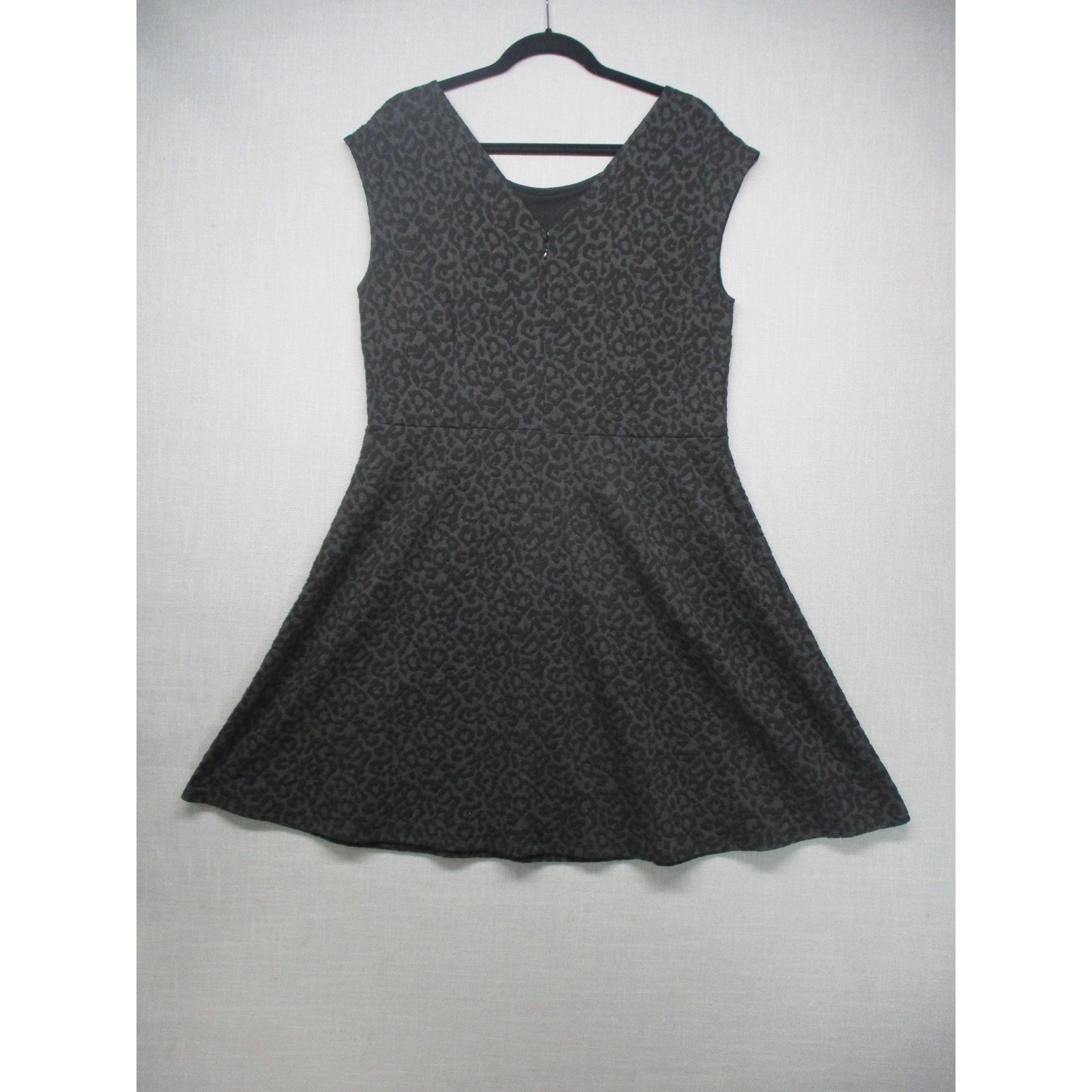 LOFT Dark Grey Black Leopard Print Modern Chic Trendy A Line Mini Dress Size 14