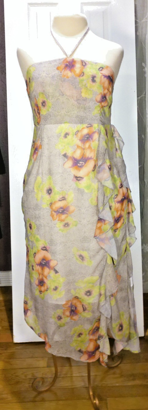 Midi Dress Dazy Floral Print Sheer Lined Strapless Bow Midi Sundress Preppy XL