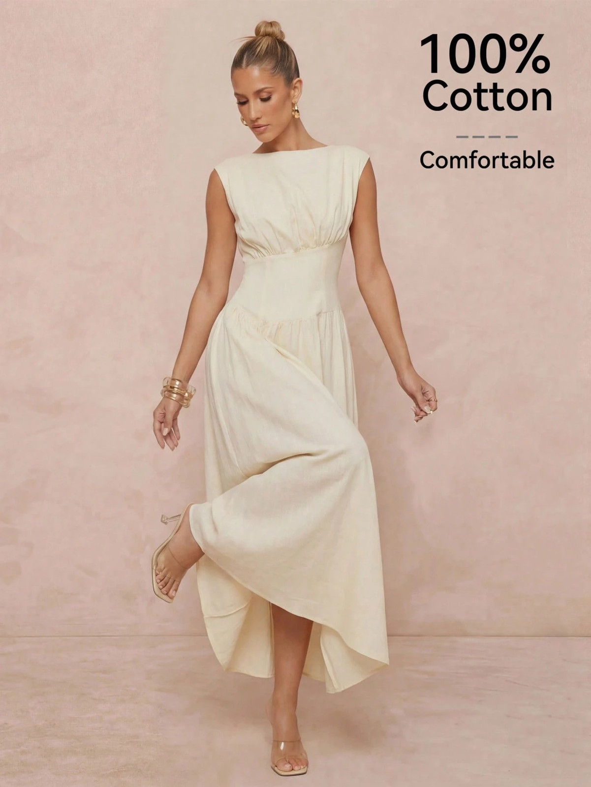 Elegant Light Yellow Wedding Guest Maxi Dress
