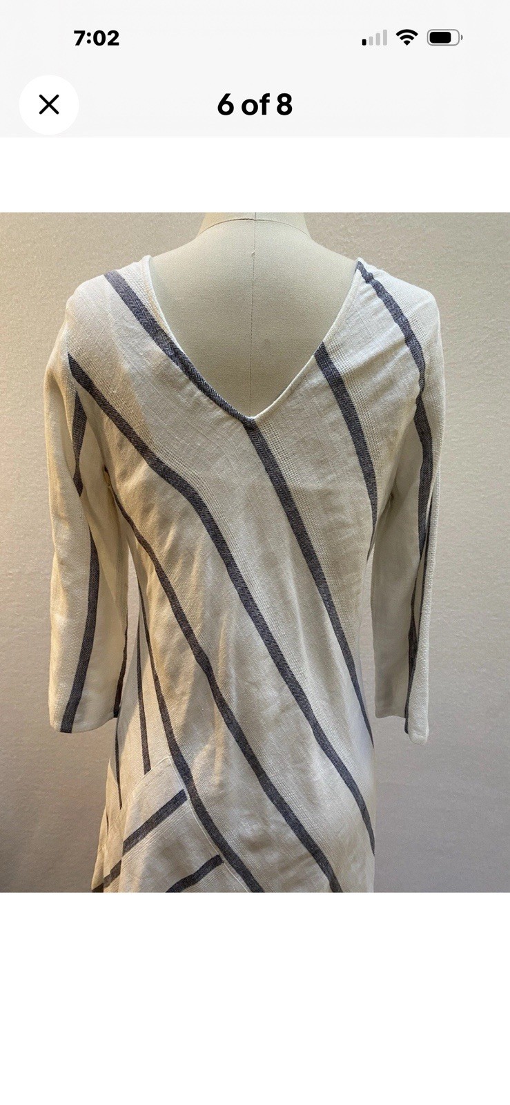 Soft Surroundings Women’s White/Blue Striped Linen Cotton Dress XS
