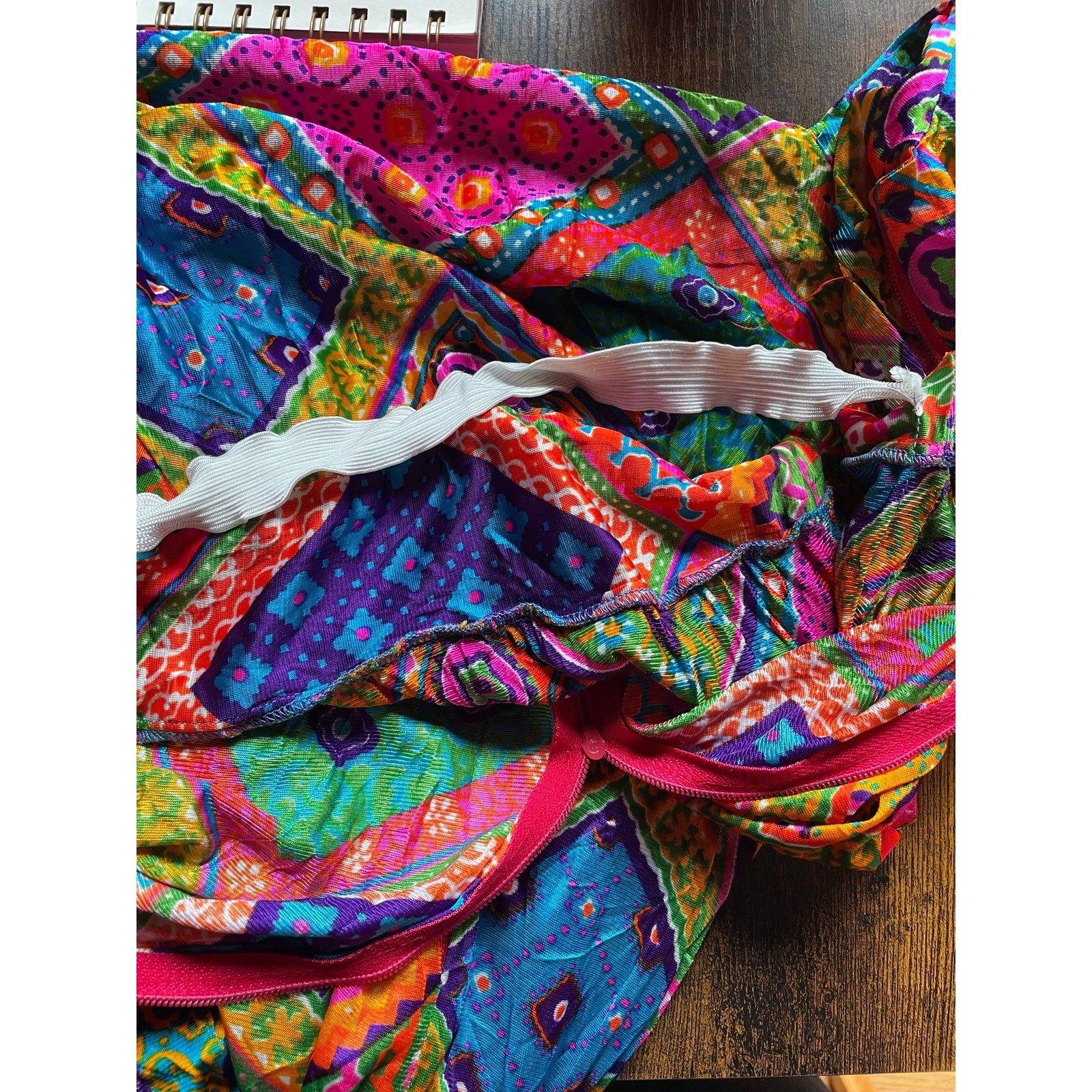 Vintage 70s Neon Rainbow Patchwork Maxi Dress sz S