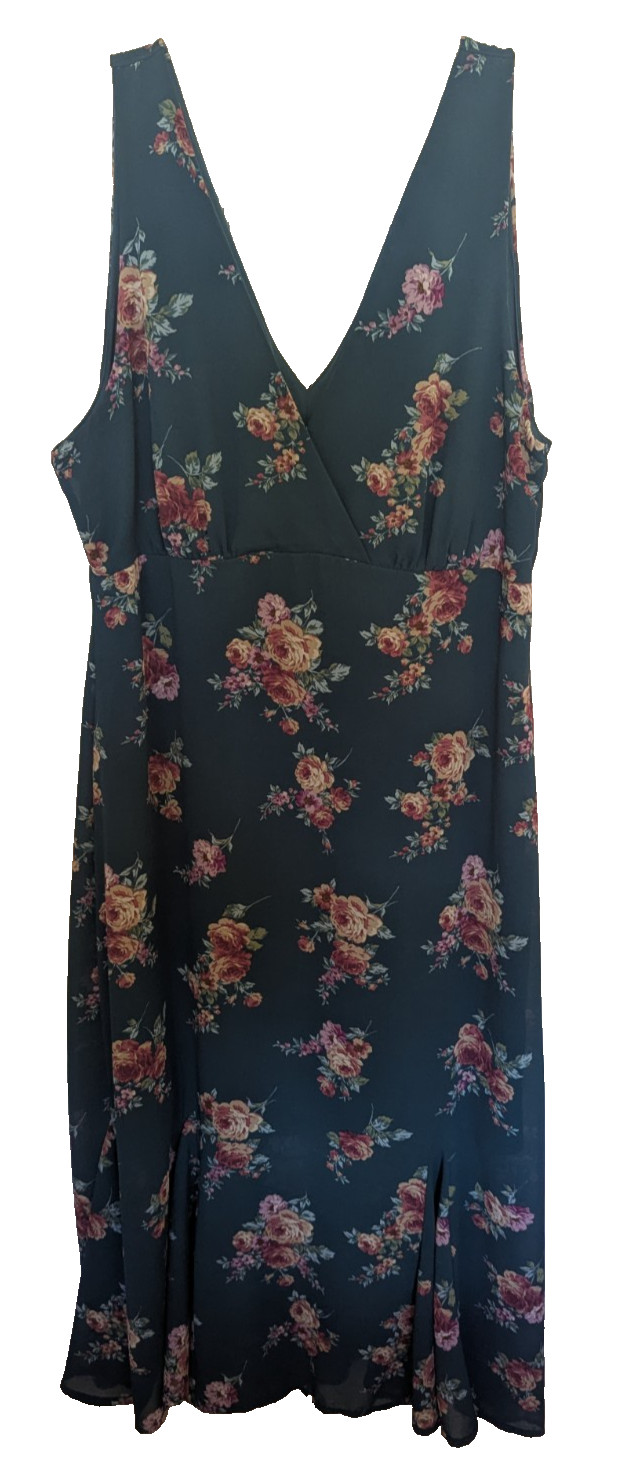 NWT Rewind Mystic GREEN XXL BUST 42″ Floral Dress SLEEVELESS Side Zipper (RC)