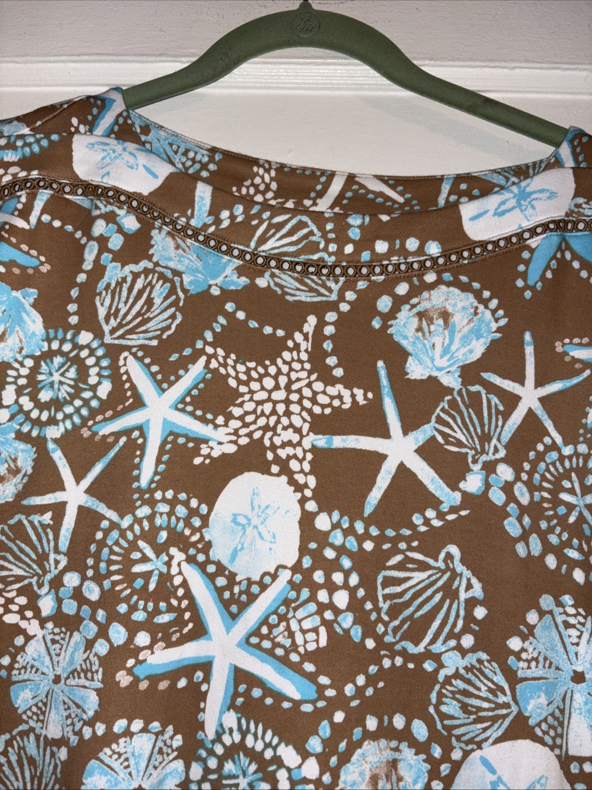 Kim Rogers Medium Dress Starfish Seashell Vacation Perfectly Soft 100% Cotton