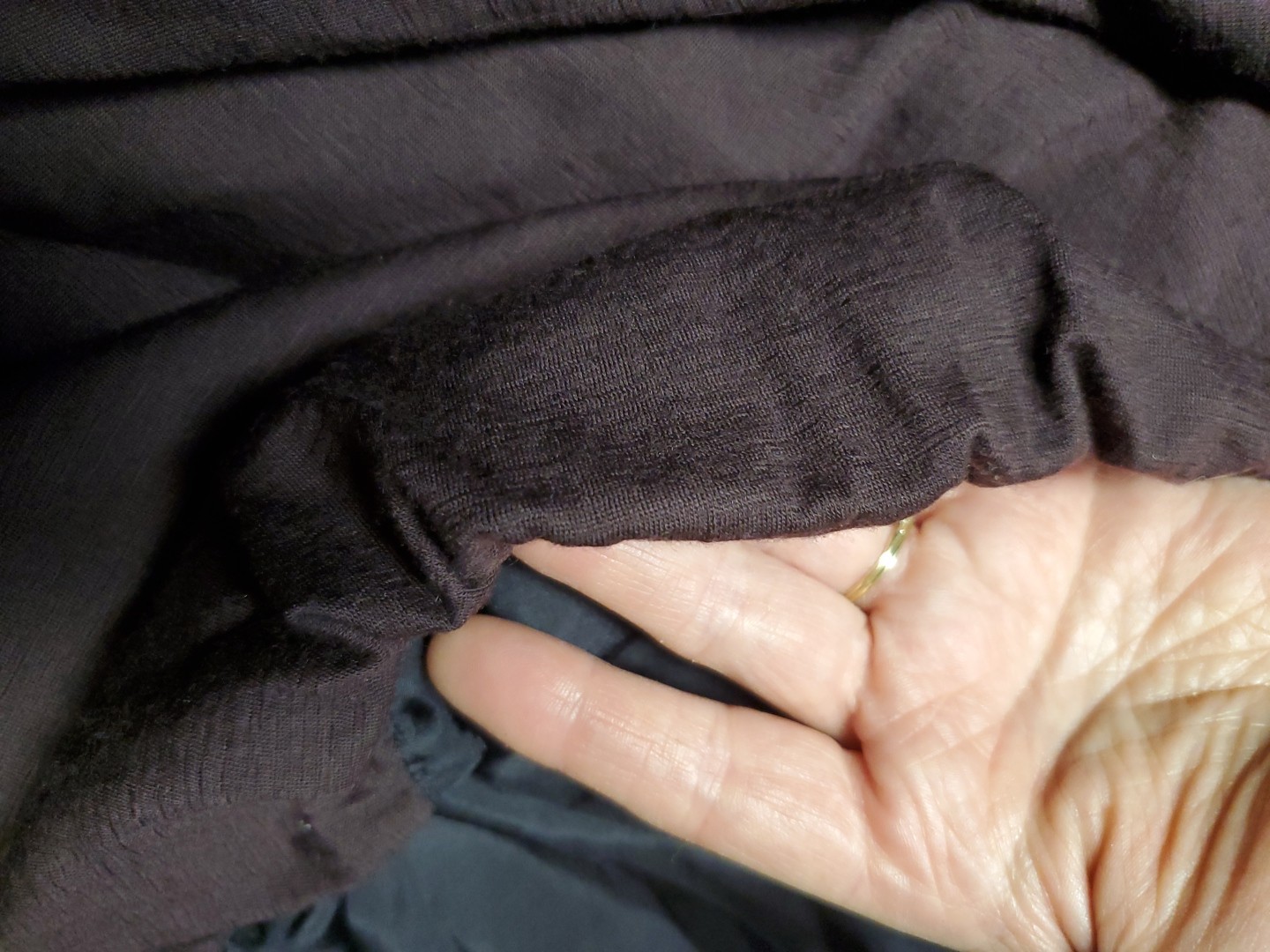 Development by Erica Davies 100% Soft Wool Dark Purple Dress S -M sheer Top
