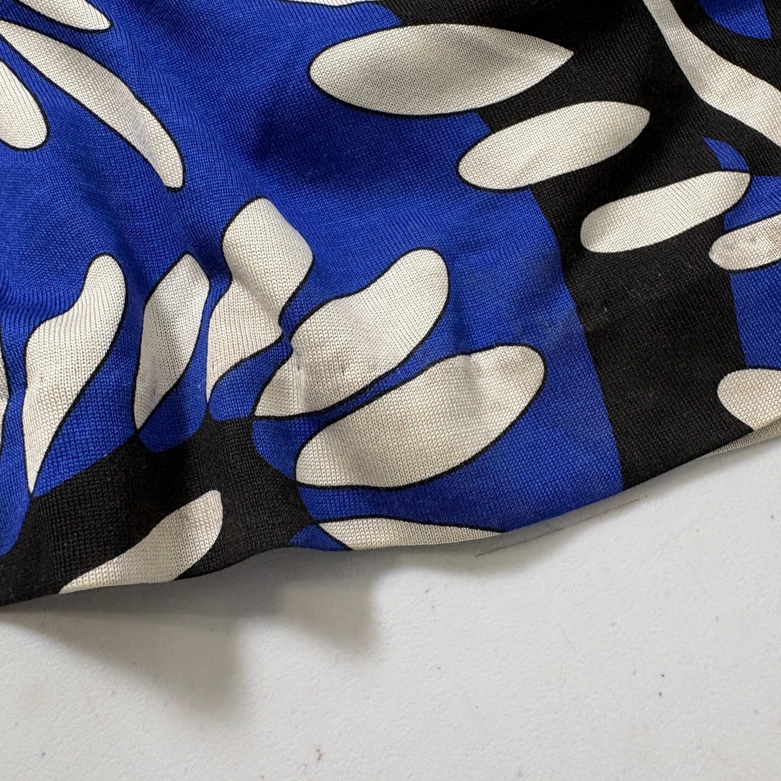 Diane Von Furstenberg DVF Orchid Maxi Dress Size 12 Blue White Silk Leaf Wrap
