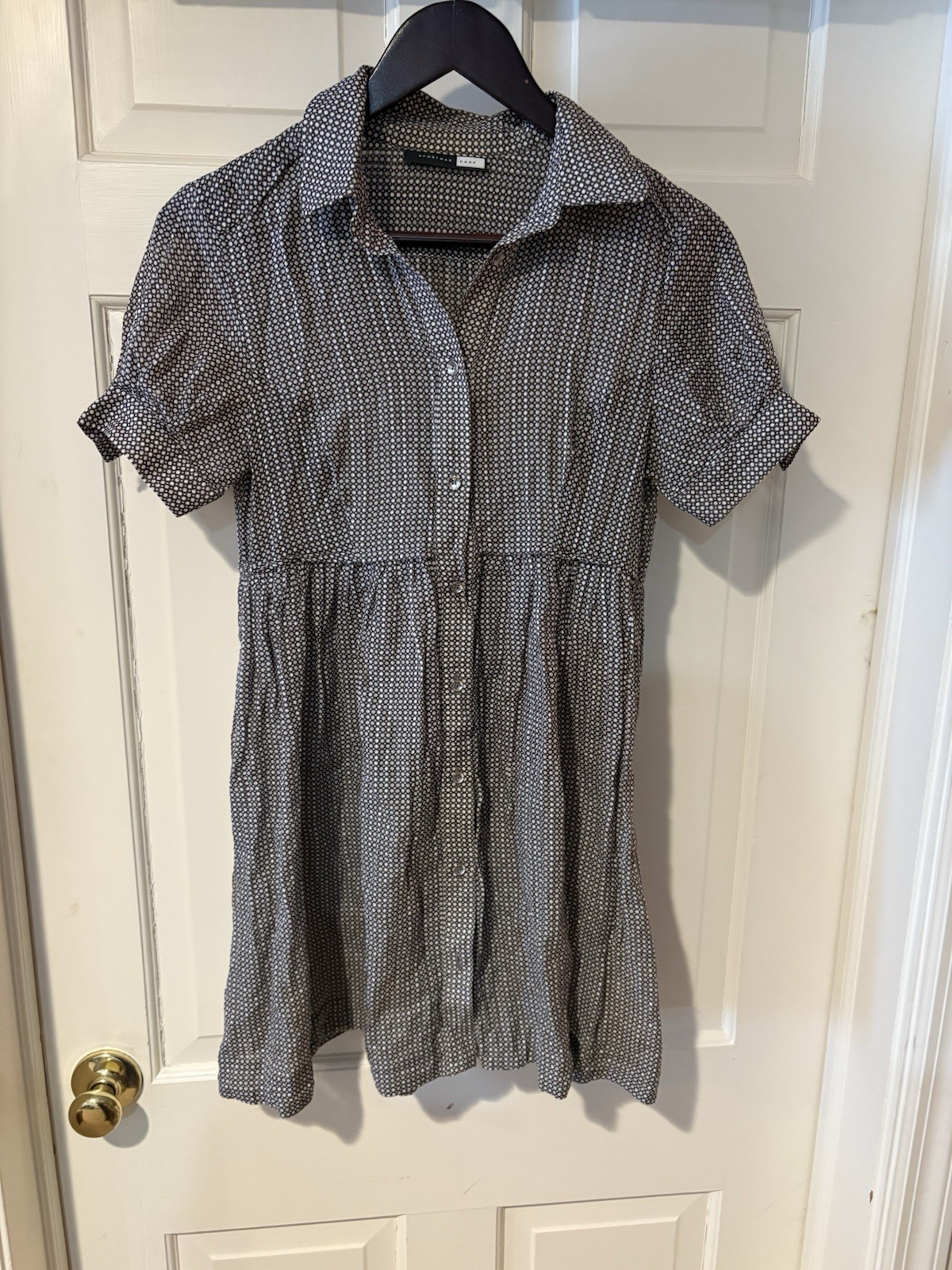 Sportmax Code Max Mara Brown & White Dot Mini Shirt Dress Cotton XS S EUC
