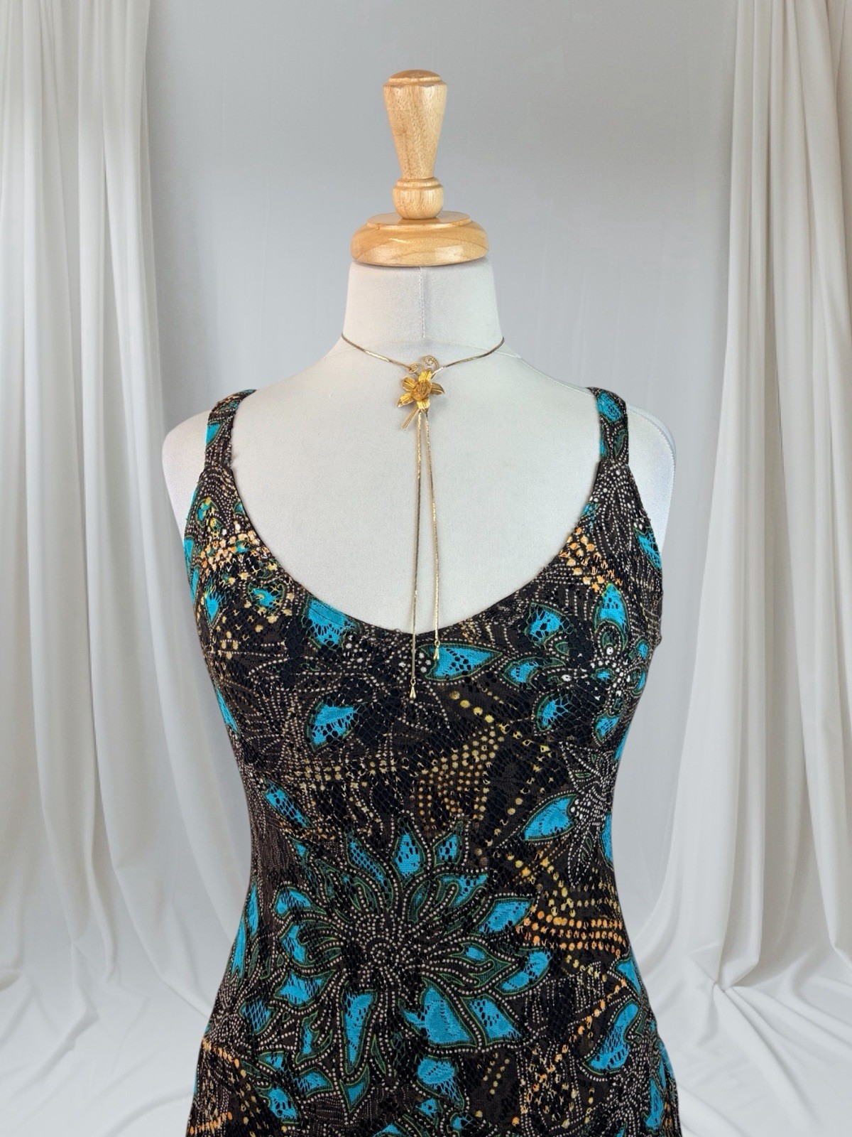 Paisley Artsy Y2K Boho Asymmetric Ruffle Dress Fairycore Whimsy Grunge Textured