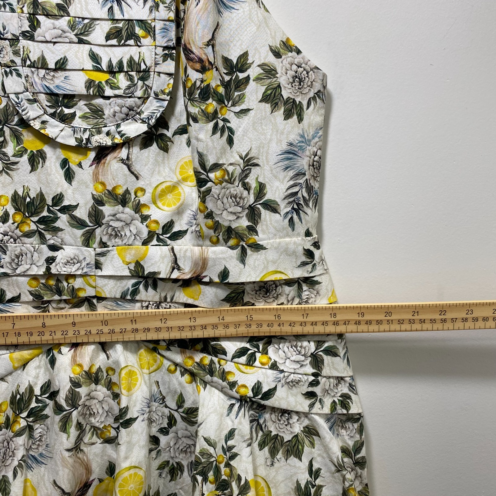 Aqua Blue Australia New Clementine Kailey Lemons Floral Mini Halter Dress L Bib