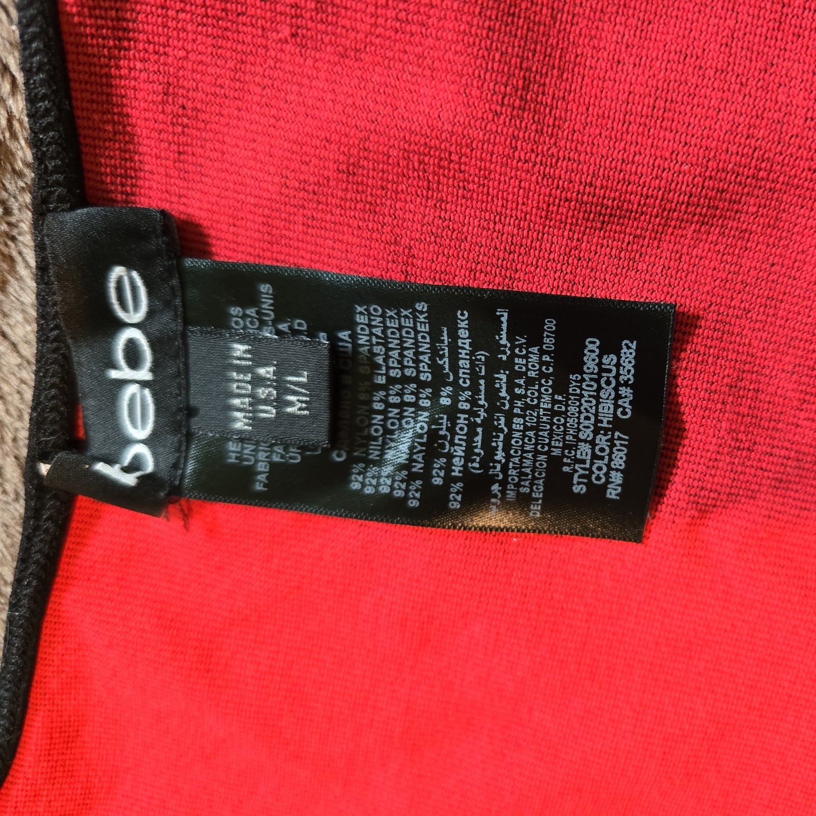 bebe bodycon red cocktail dress tank stretch 2 tone silhouette scoop