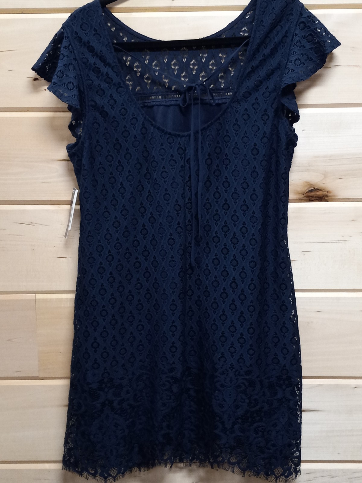 NWT SPEECHLESS Women’s SIZE XL Navy Blue Lace Dress Lined + Cap Sleeves. #S