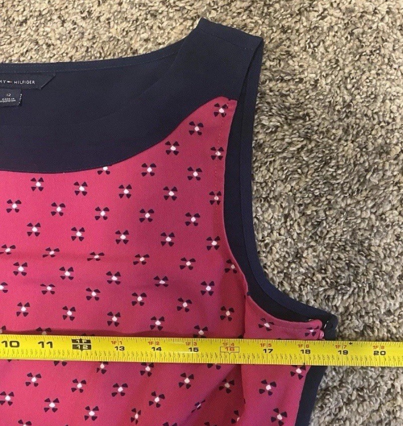 Tommy Hilfiger Side Zip Lightweight Lined Dress Womens 12 Pink Blue EUC