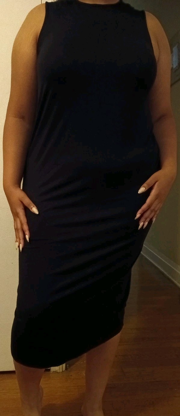 H & M Long Black Slip On Dress With A Split Women’s Size XL