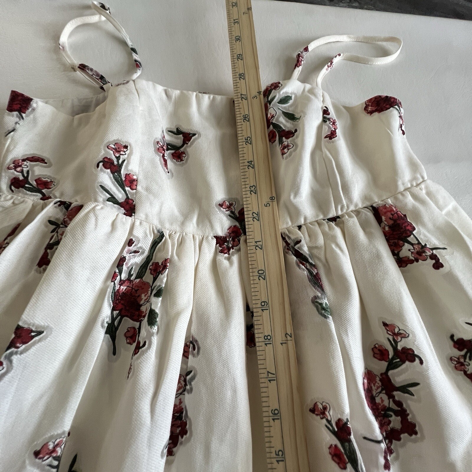 Storia Floral Mini Dress Medium White Red Rose Cottagecore Boho Summer Sundress
