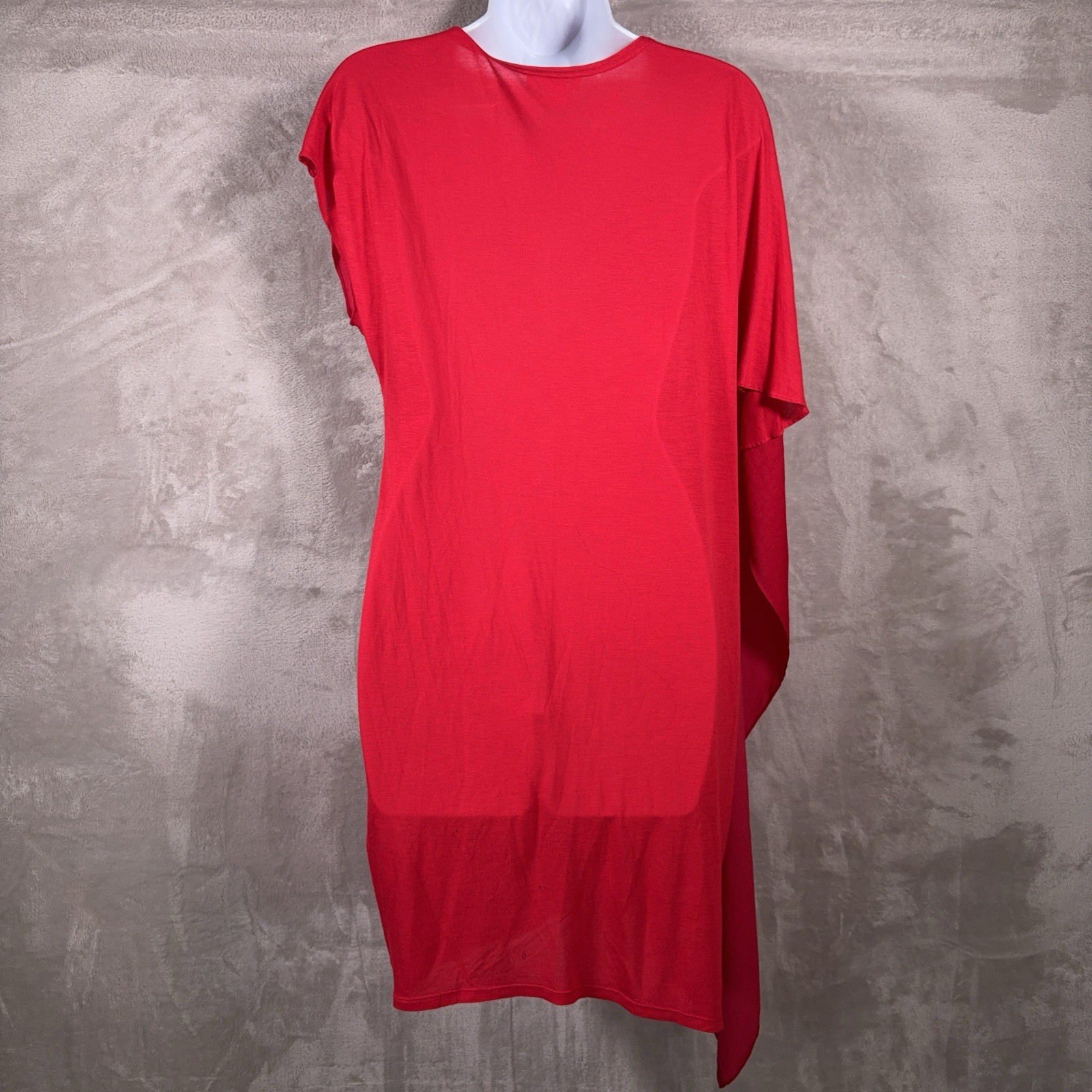 Helmut Lang Asymmetrical Shift Dress Womens Small Red Oversized Modal Knit