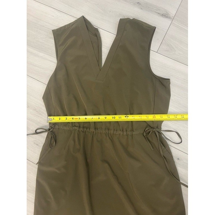 Calvin Klein Travel Gorpcore Sleeveless Dress Sz 16 Drawstring Olive Green